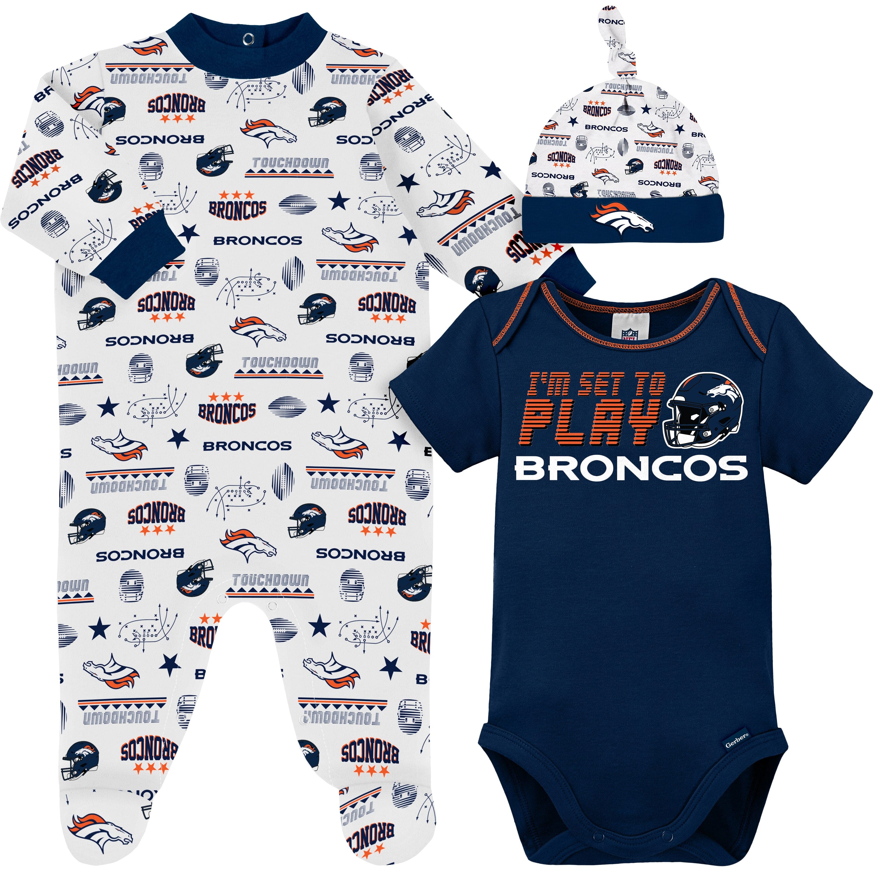 3) Denver Broncos nfl INFANT BABY NEWBORN Jersey Shirt 3-6 M 3-6M 3-6  Months