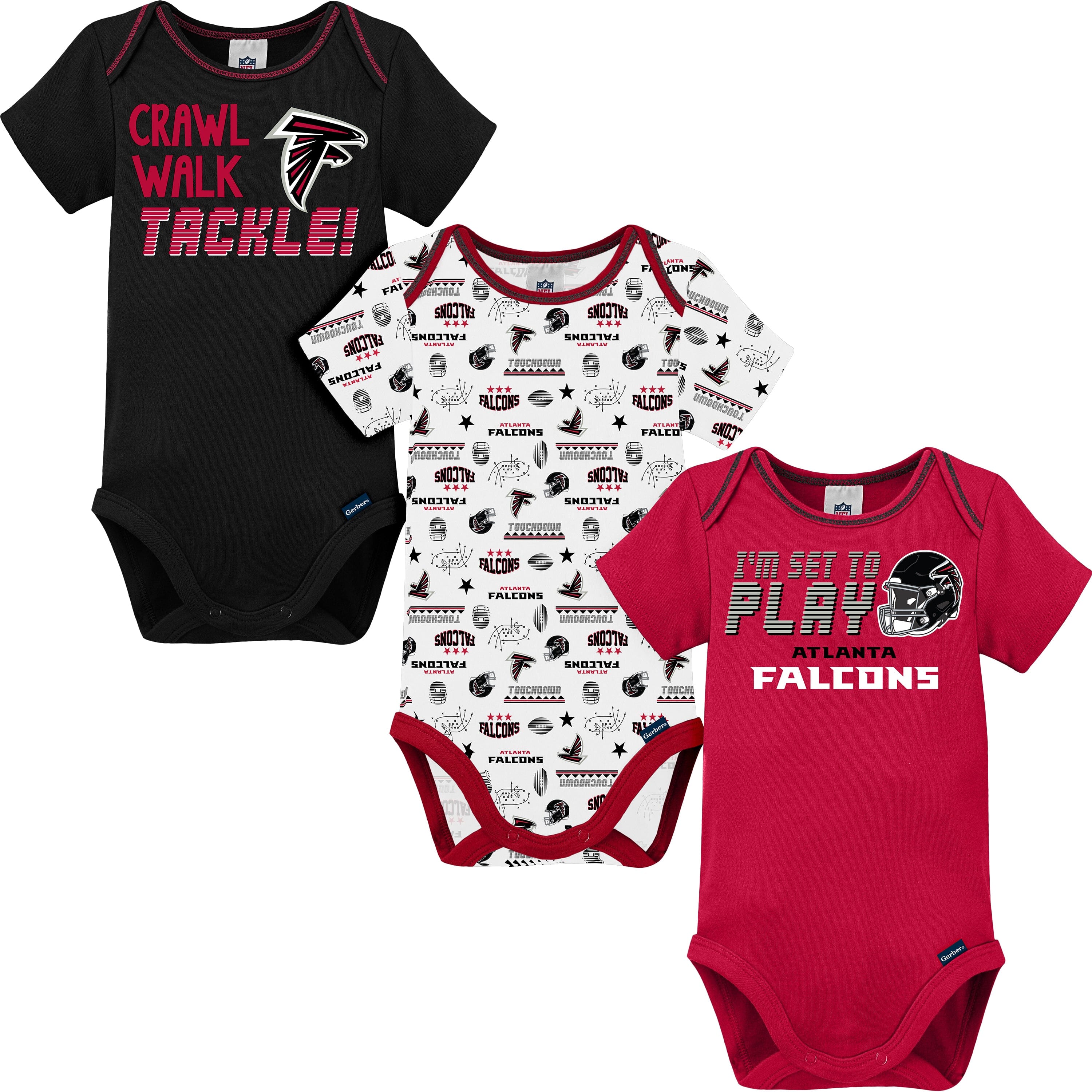 NFL Atlanta Falcons Size 18M 3-Pack Short-Sleeve Bodysuit Set