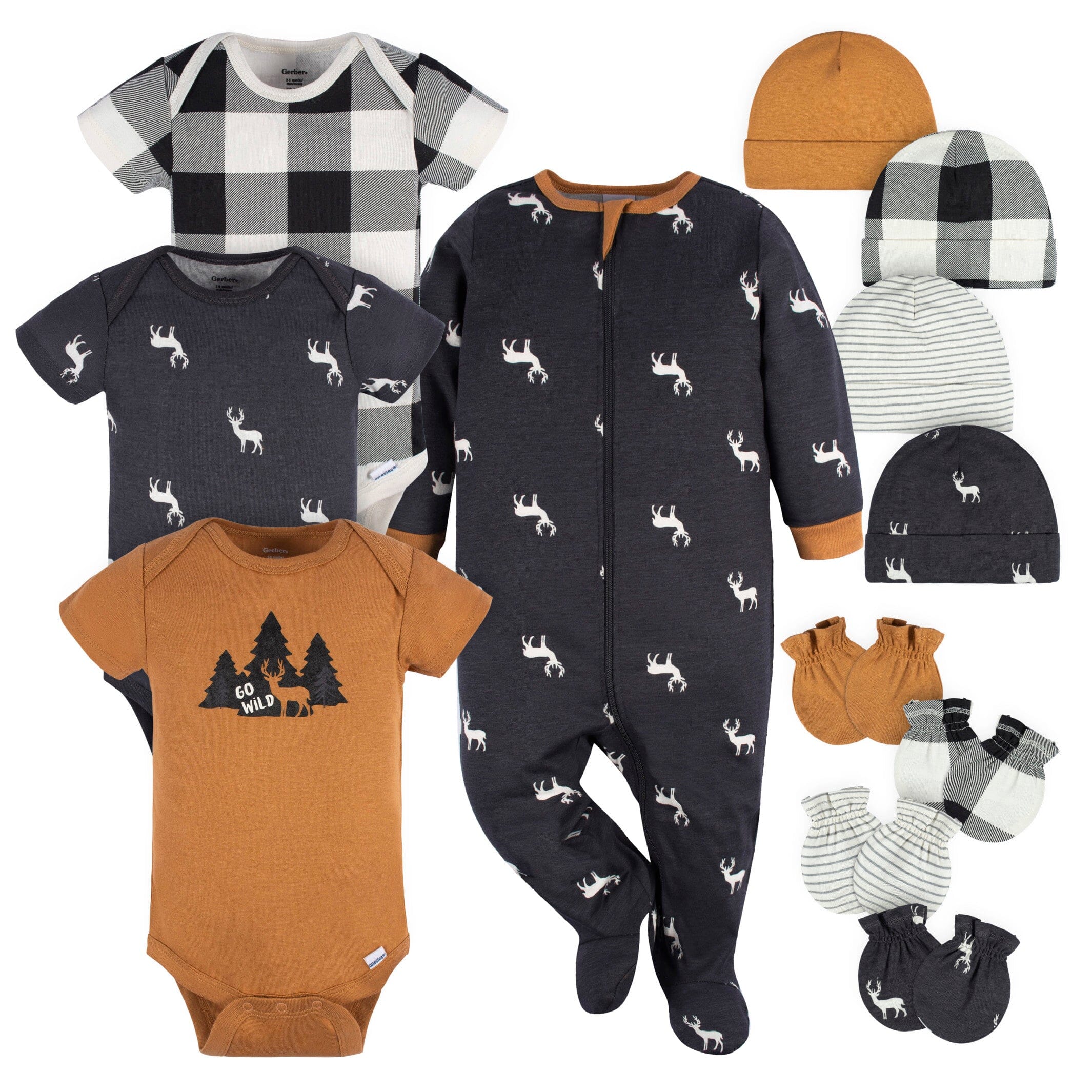 12 Piece Baby Boys Deer Layette Bundle Gerber Childrenswear