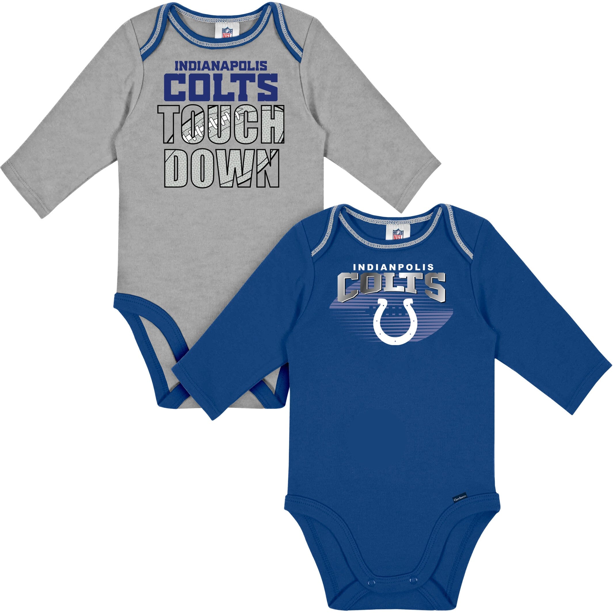 NFL 2-Pack Baby Boys Colts Long Sleeve Bodysuits - 18mo