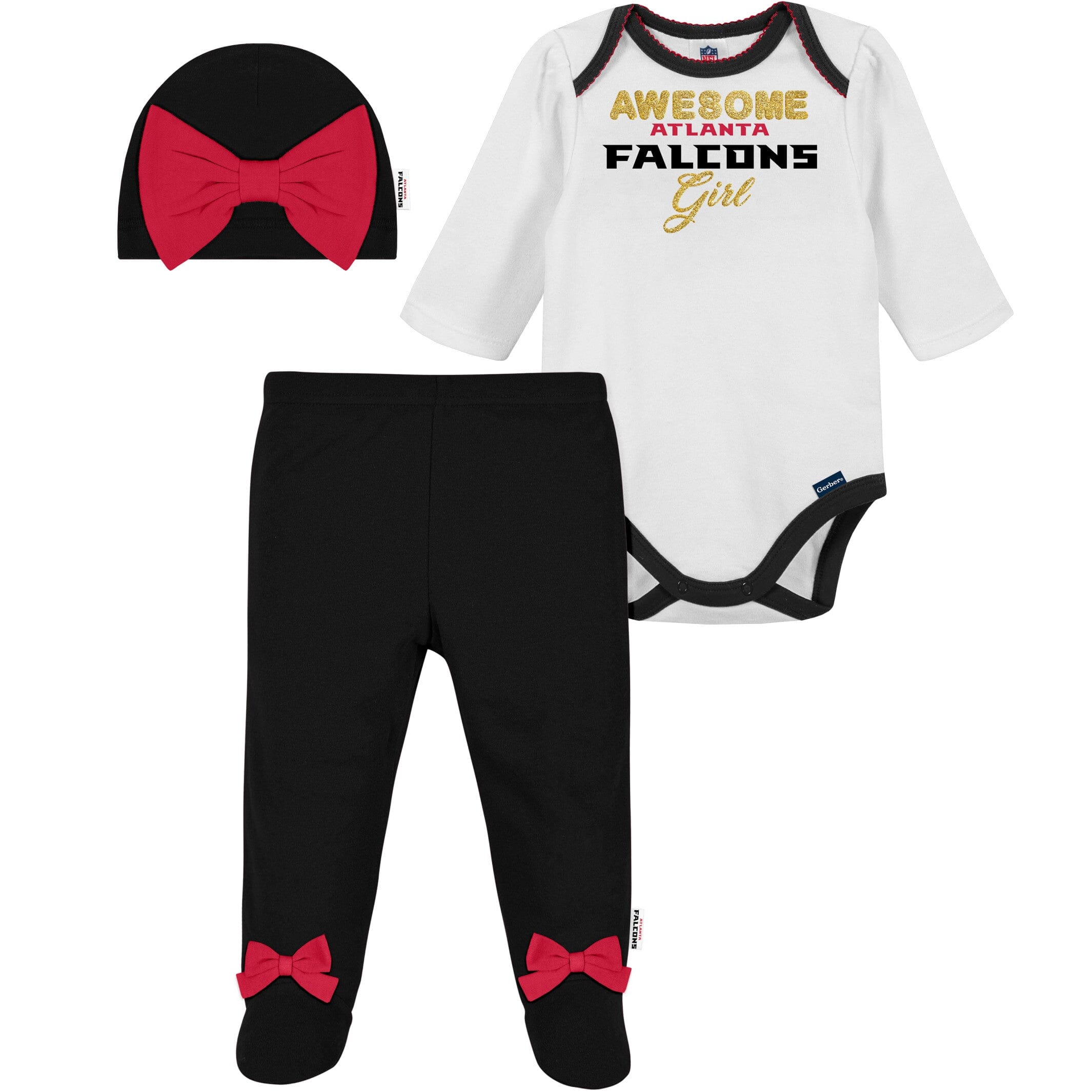 Atlanta Falcons 3pc Girls Bodysuit Set 