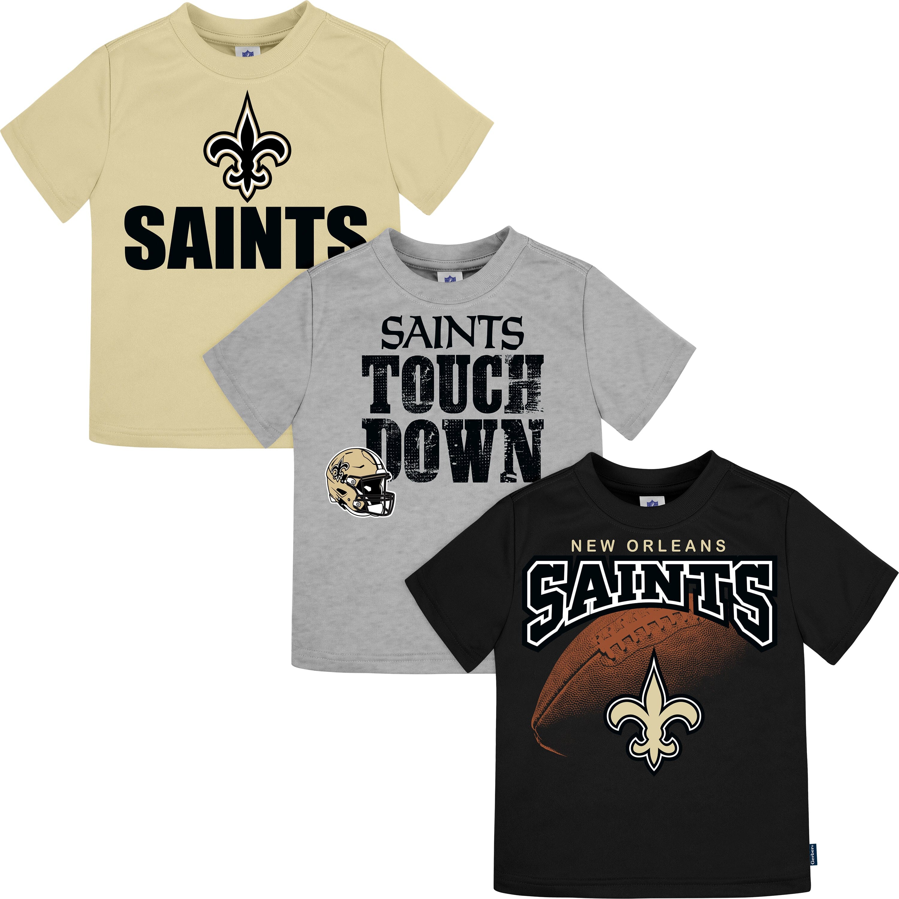 NFL 3-Pack Baby & Toddler Boys Saints Short Sleeve Shirts - 4T