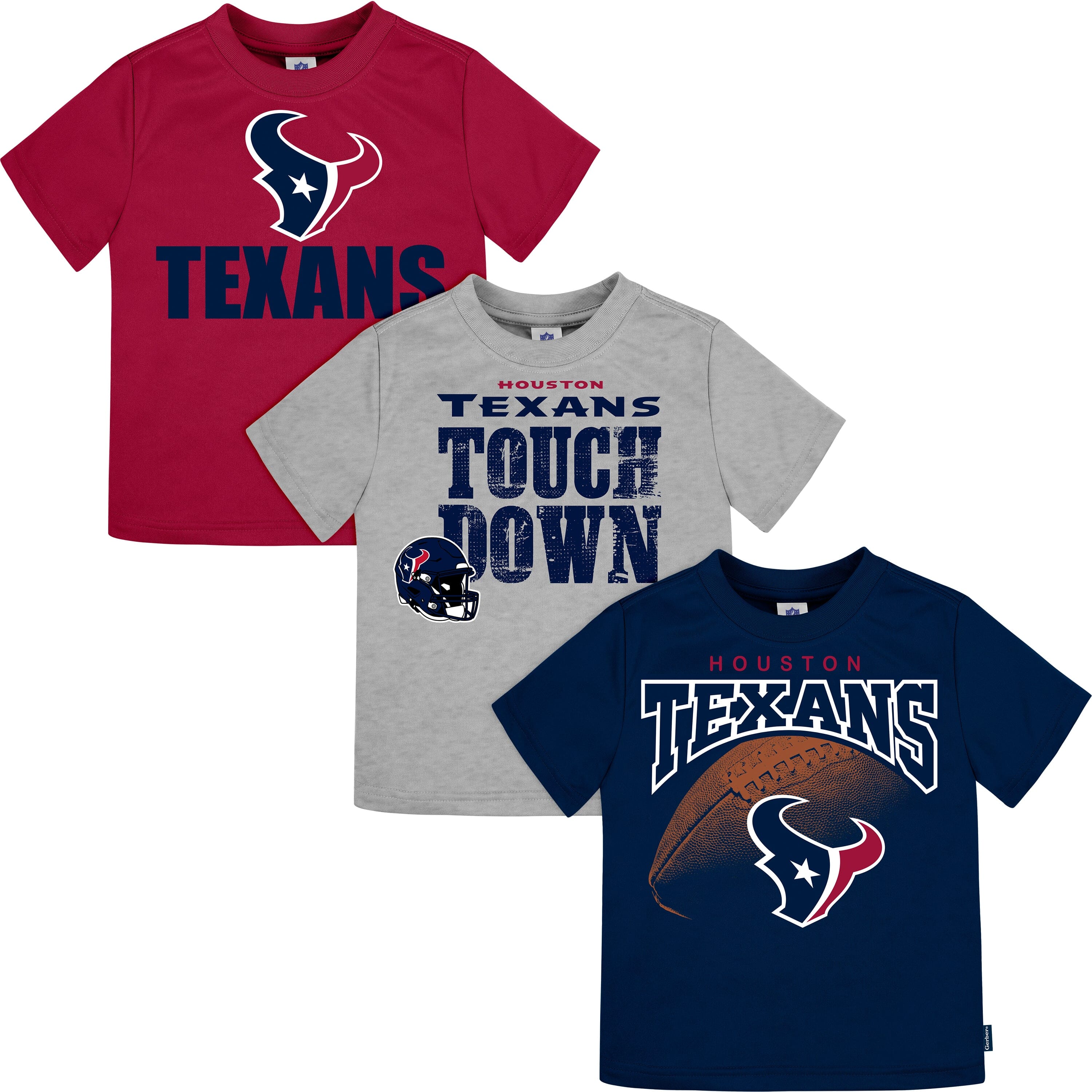 NFL 3-Pack Baby & Toddler Boys Texans Short Sleeve Shirts - 4T