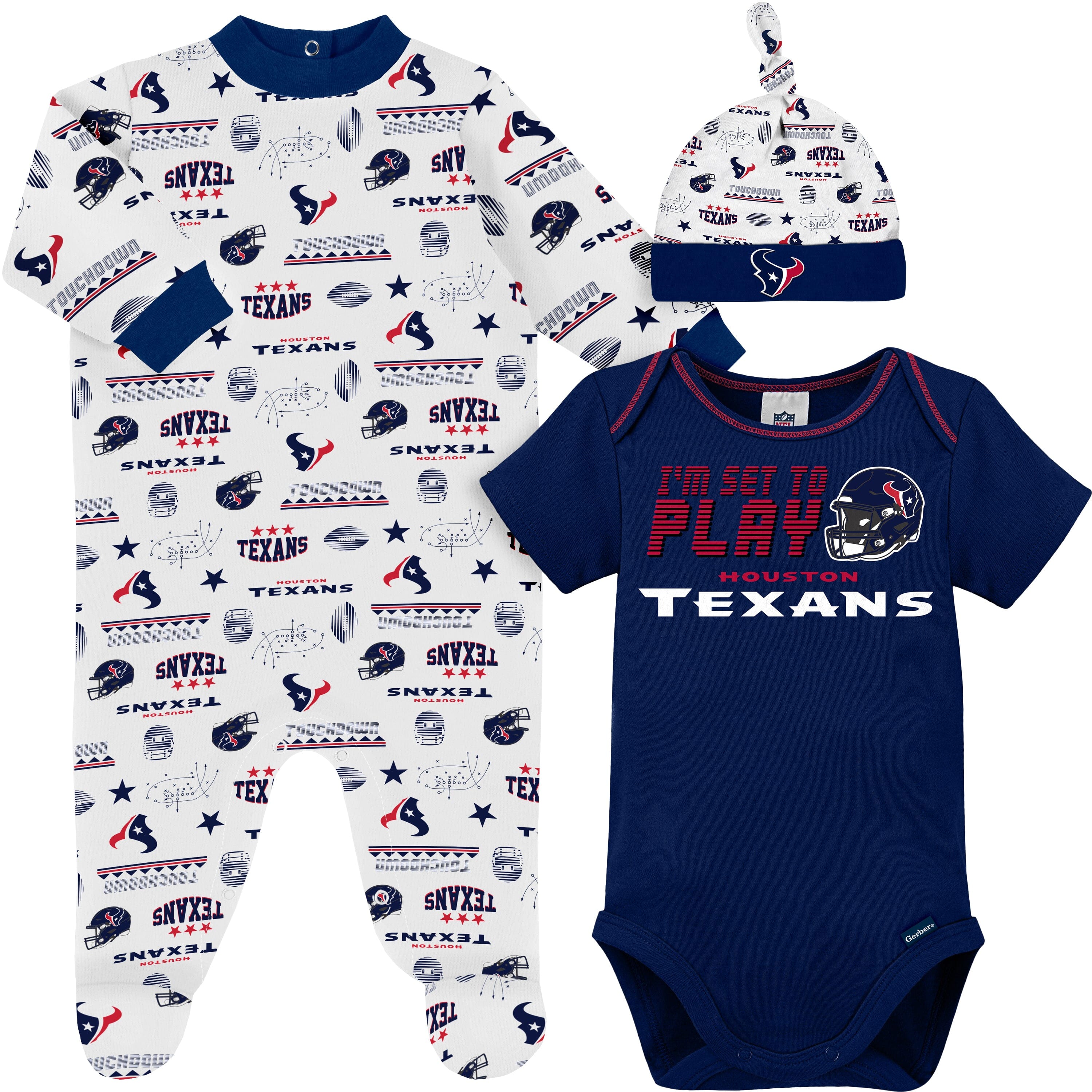 Outerstuff Texans Infant Zip Up Pajamas