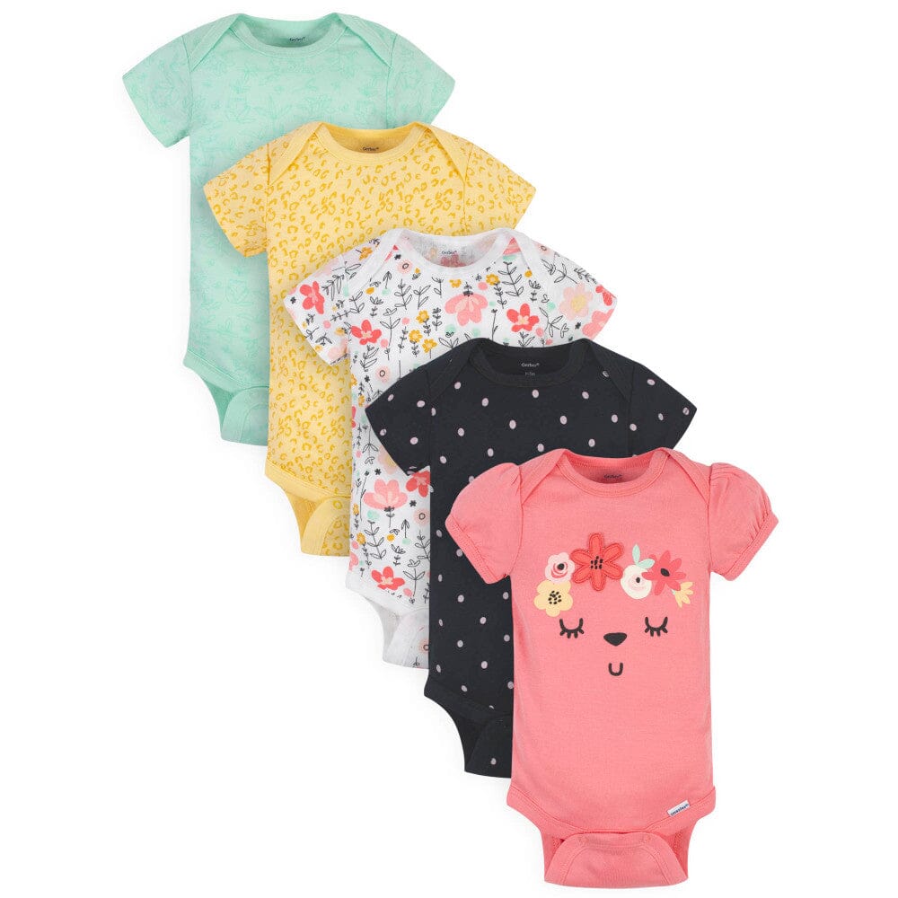 5-Pack Baby Girls Garden Floral Short Sleeve Onesies® Bodysuits – Gerber  Childrenswear