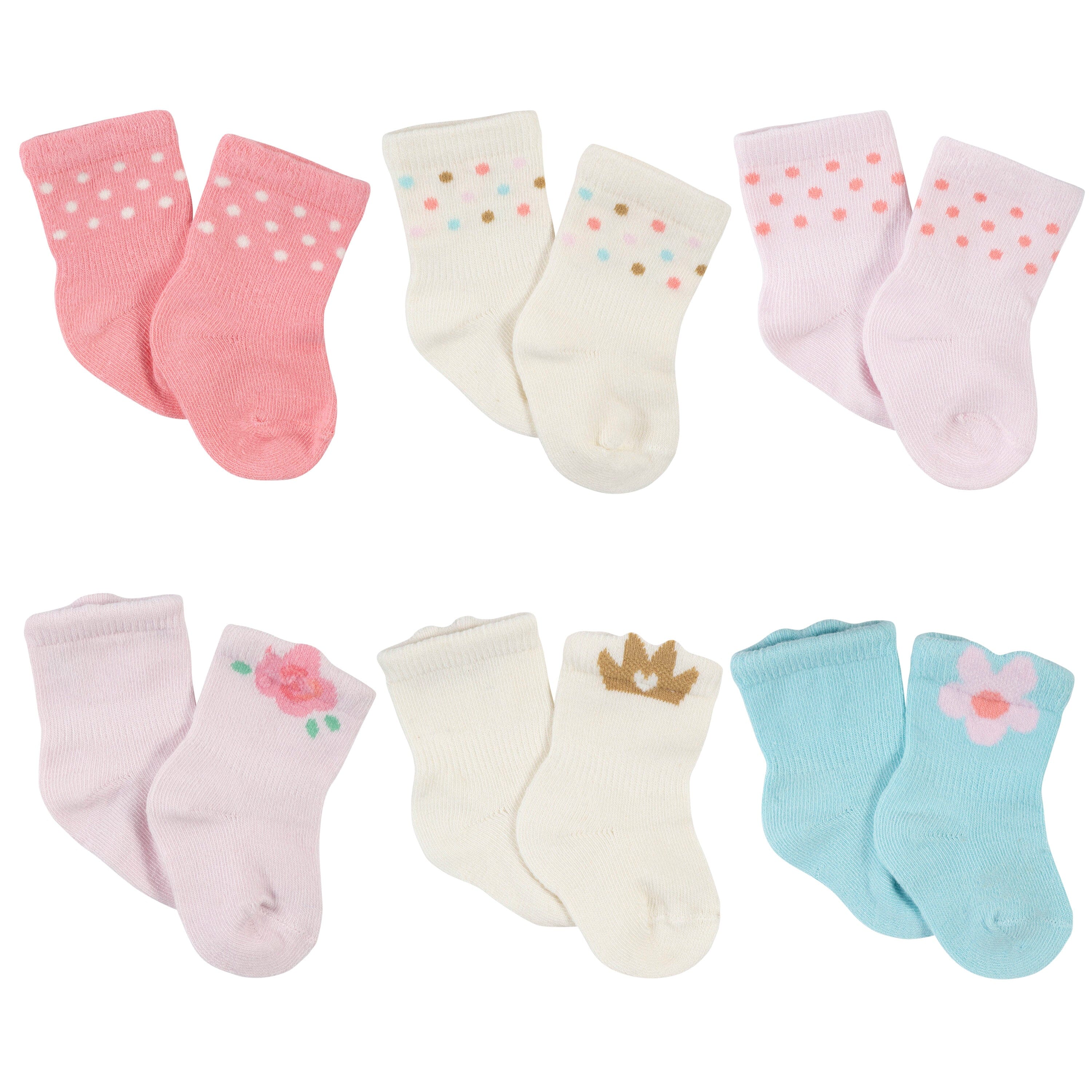 Gerber Baby Girls' 6pk Ballerina Jersey Wiggle Proof Socks - Pink 0-6M