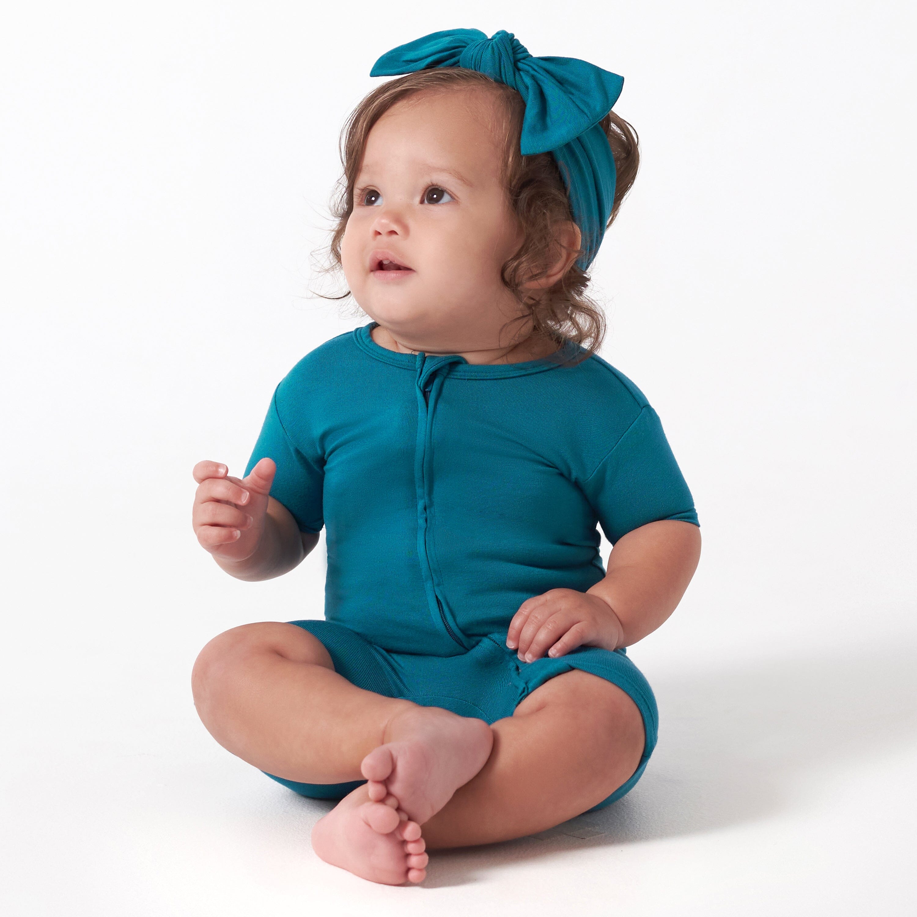 Fleece Jumpsuit & Hairband Set for Baby Girls - green medium all