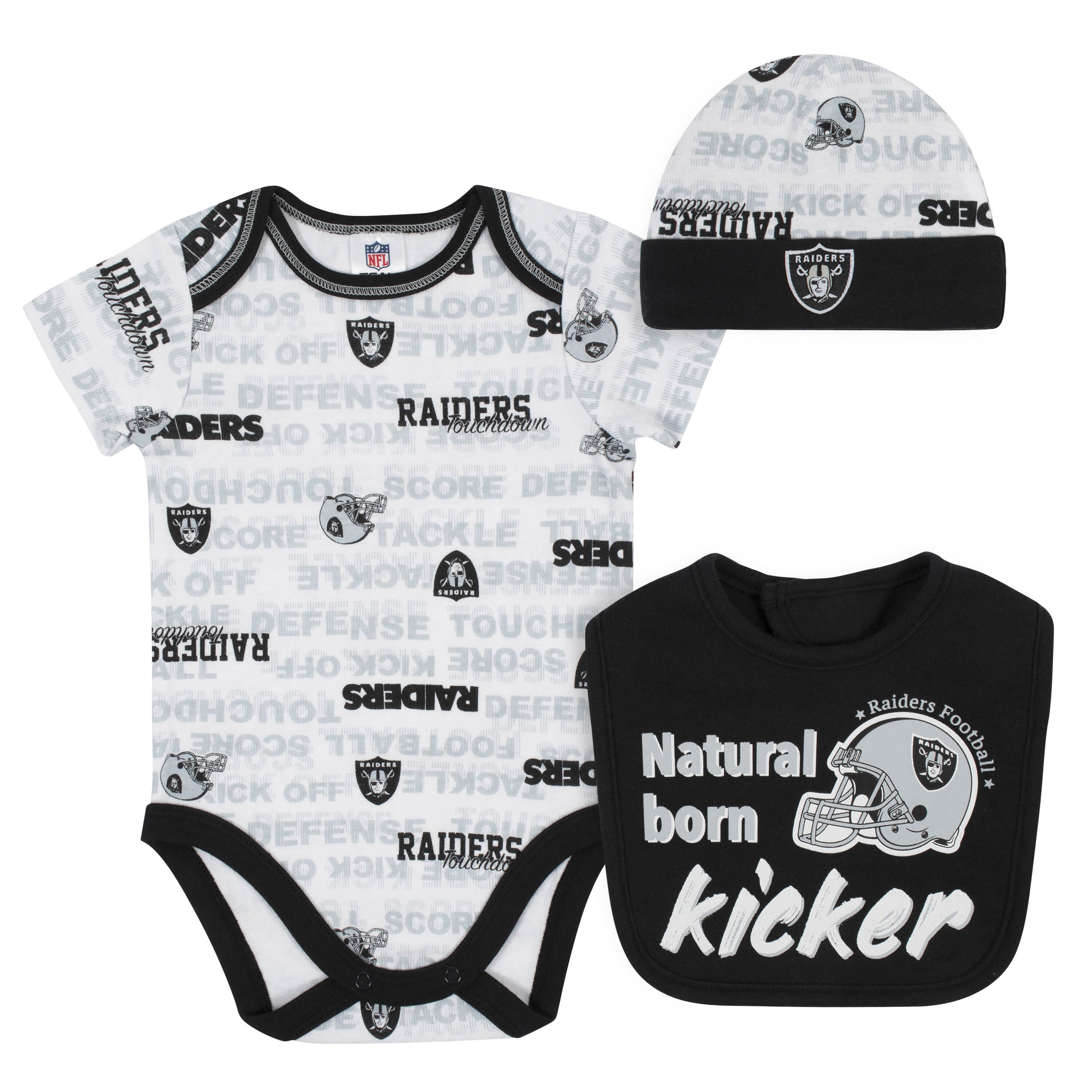 NFL Infant Boys’ 3-Pack Short-Sleeve Bodysuits - Oakland Raiders