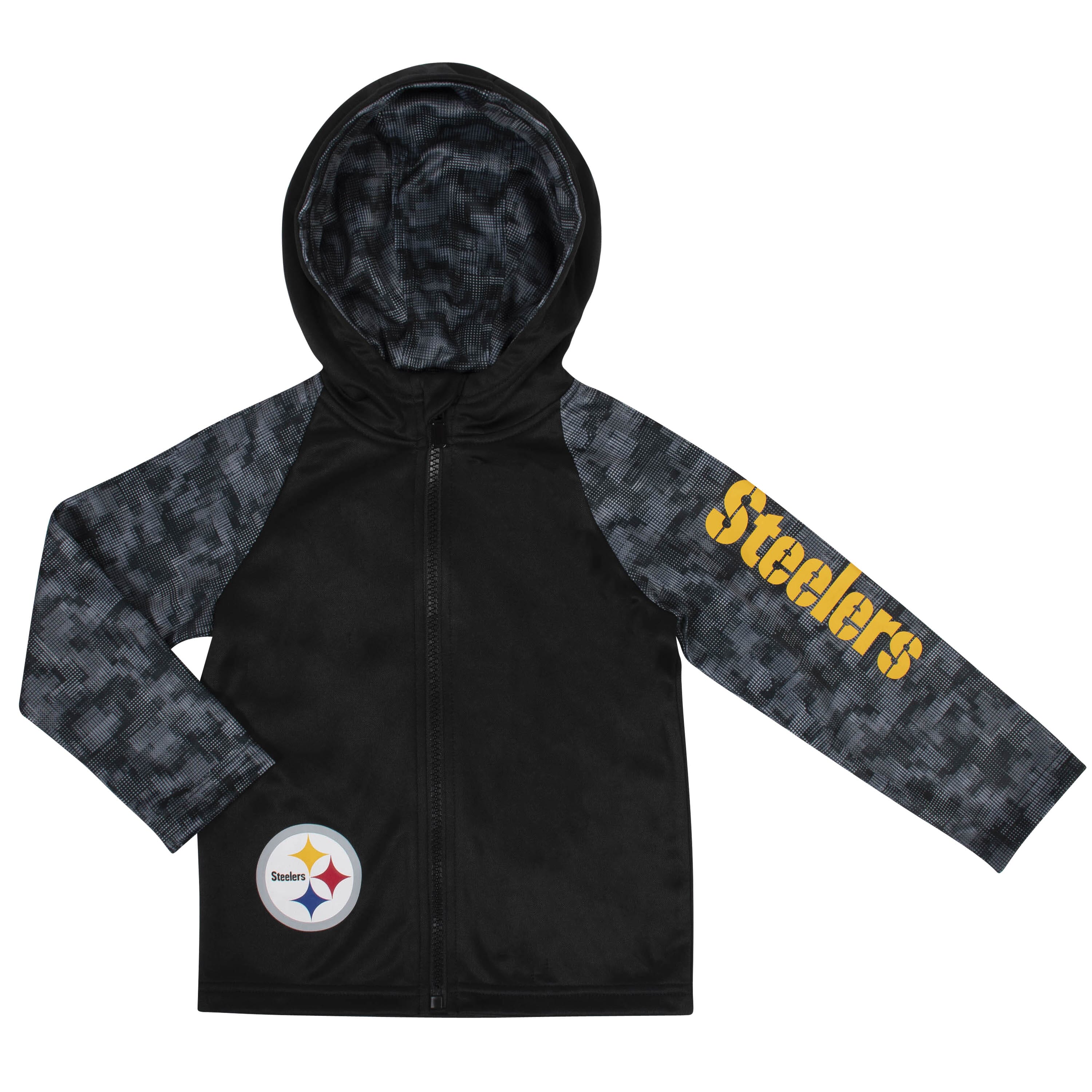 Plus Size - NFL Pittsburgh Steelers Football Grey & Black Terry Raglan  Hoodie - Torrid