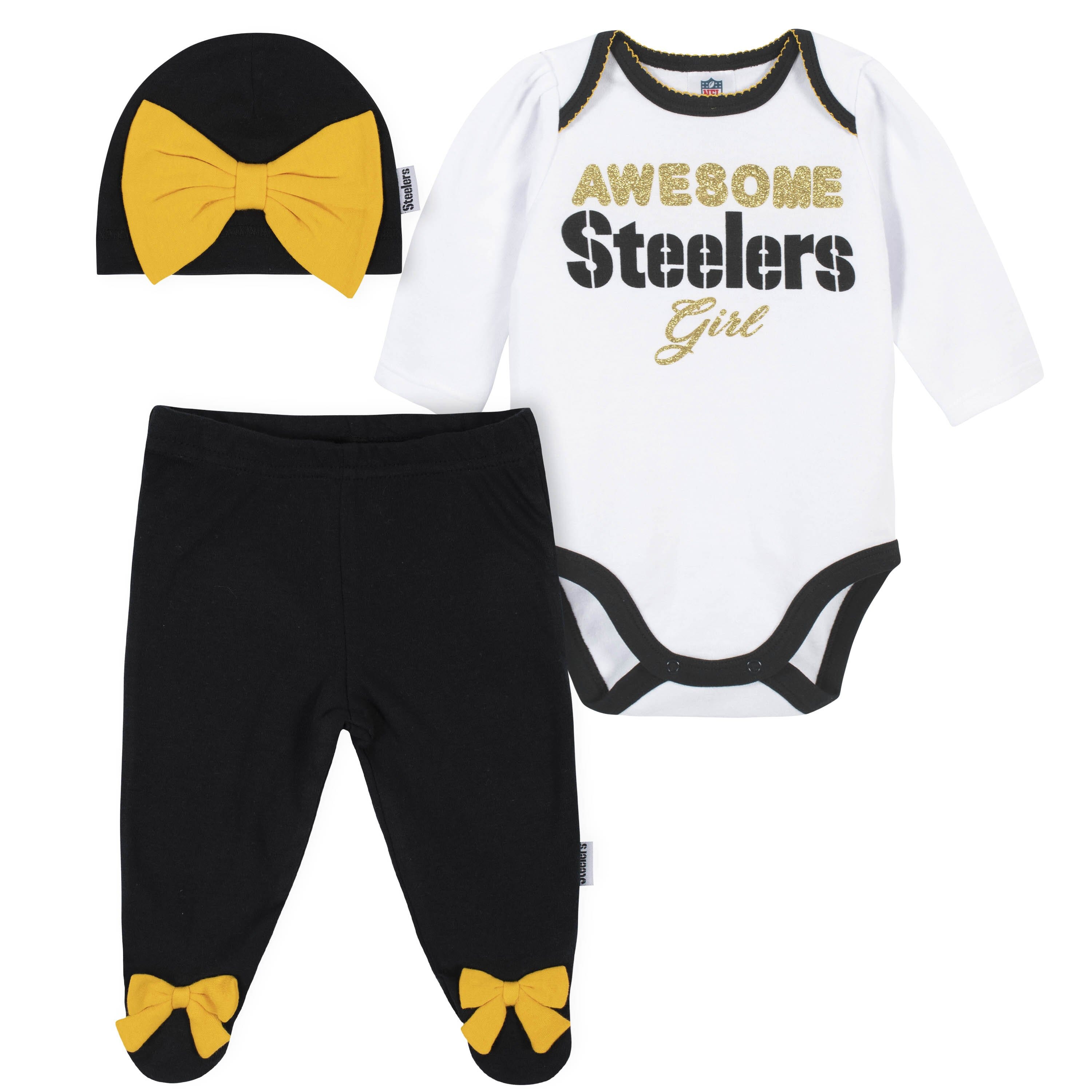 Steelers Black & Gold Longleeve Onesie--2 Pack