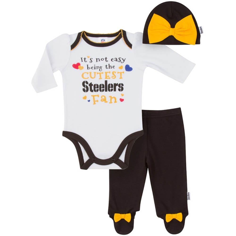 Pittsburgh Steelers Baby Girl Outfit, 3pc Set