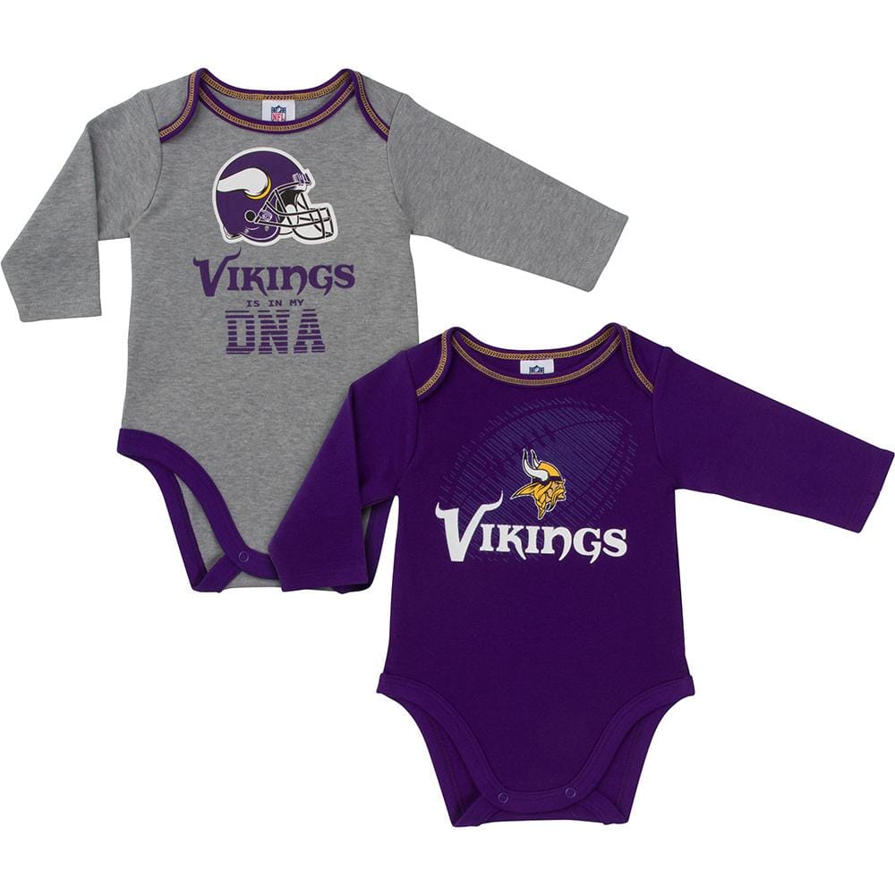 Minnesota Vikings Newborn & Infant Little Player Long Sleeve 2-Pack  Bodysuit Set - Gold/Purple