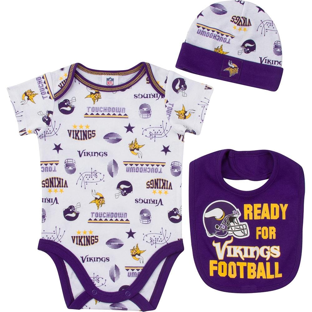 Vikings Baby Boys 3-Piece Bodysuit, Sleep 'N Play, and Cap Set – babyfans