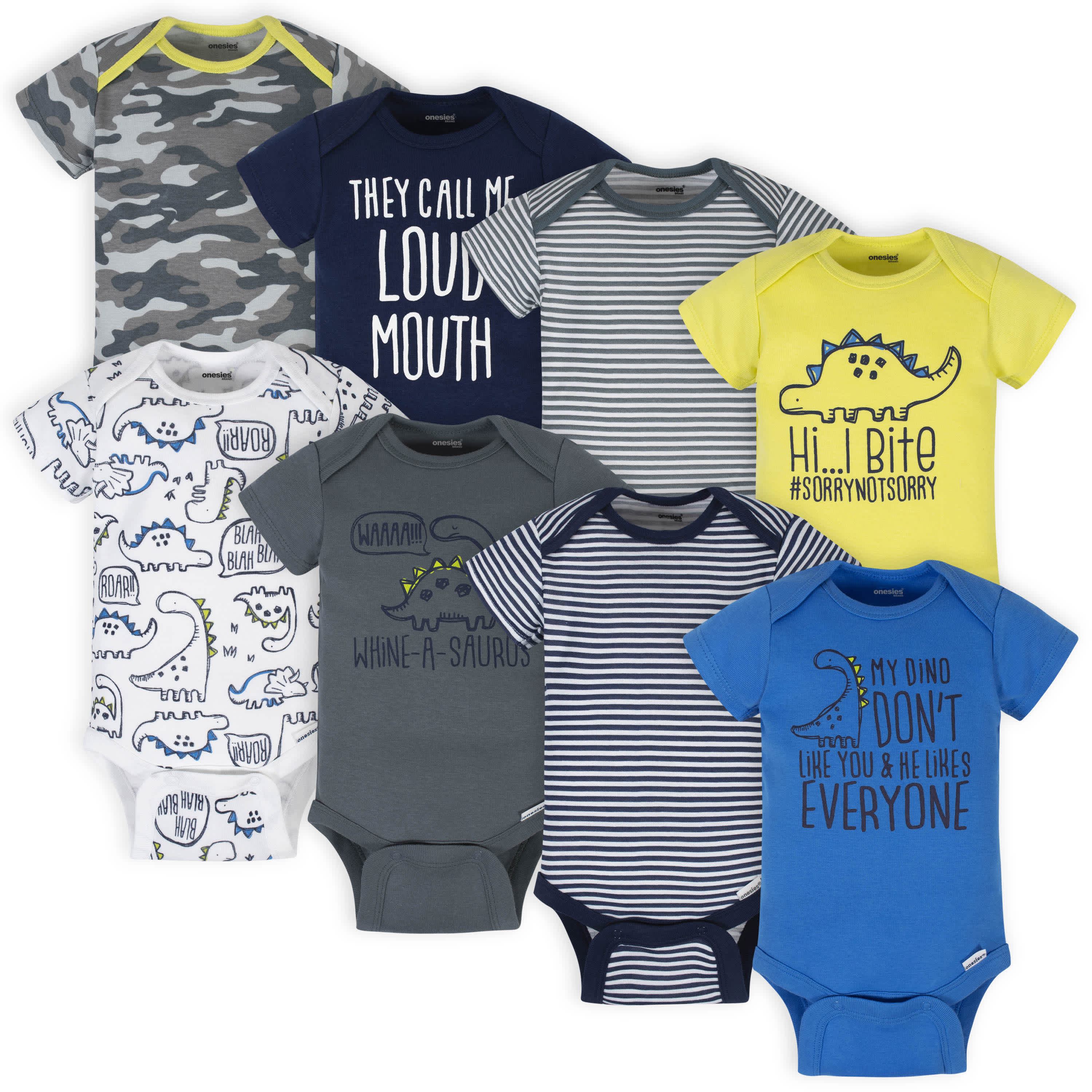 8-Pack Baby Boys Dino Onesies® Brand Bodysuits – Gerber Childrenswear