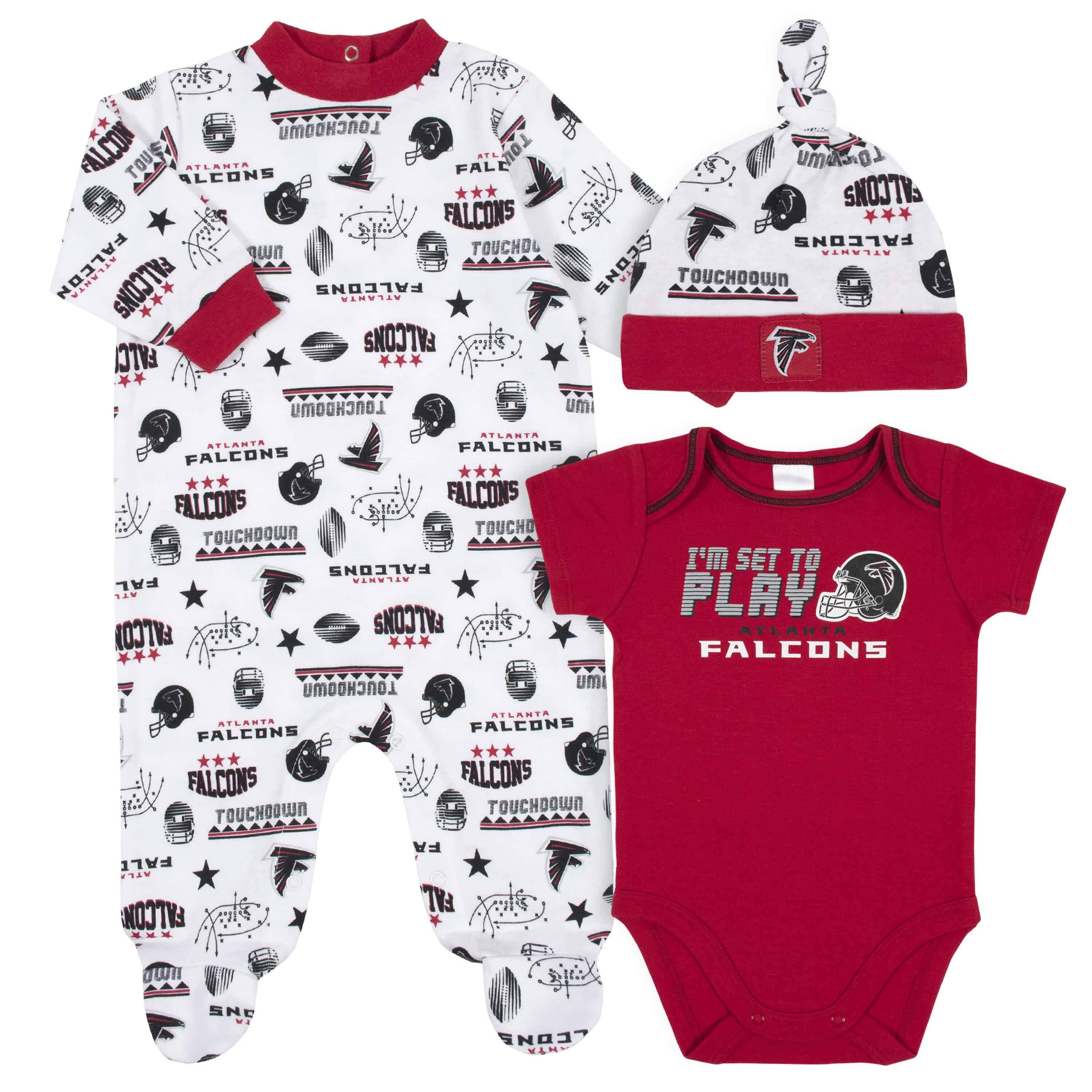 NFL Baby-Boy 3 Pack Bodysuit Sleep N Play Footie Cap Registry Gift Set