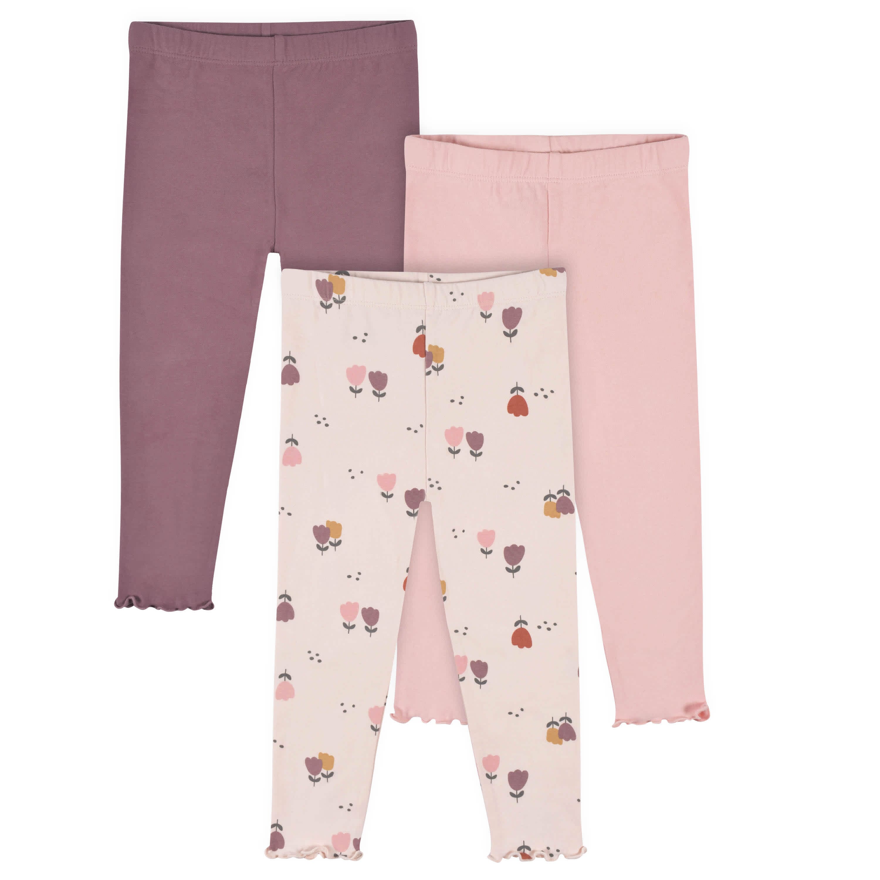 M&S Cotton Floral Draw Cord Leggings, 3 Pack, 0 Months-3 Years