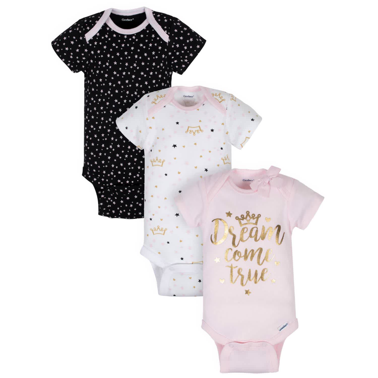 3-Piece Baby Girls Purrfectly Wild Short Sleeve Onesies® Bodysuits & Pants  Set