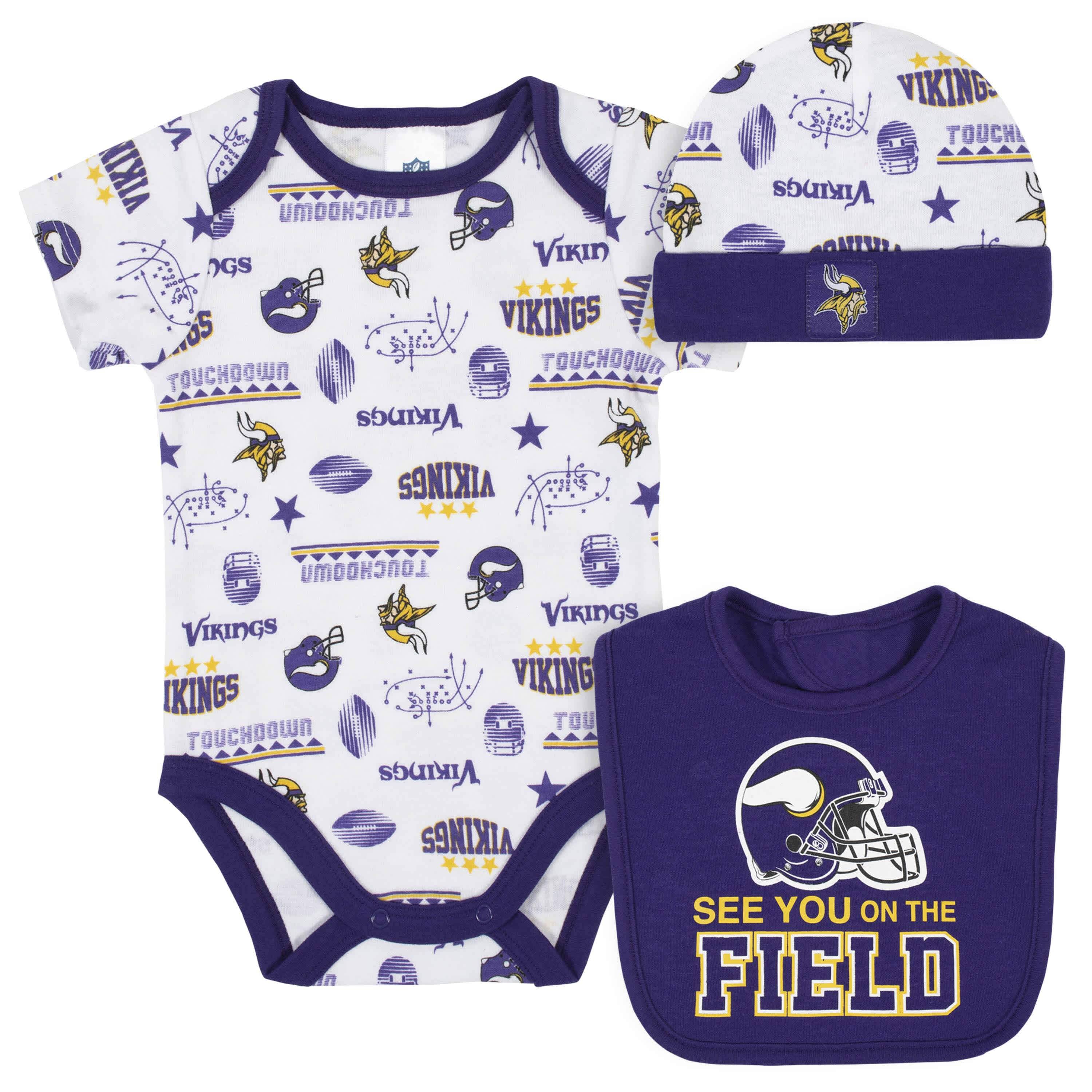 Minnesota Vikings 3-Piece Baby Boys Bodysuit, Bib, and Cap Set – Gerber  Childrenswear