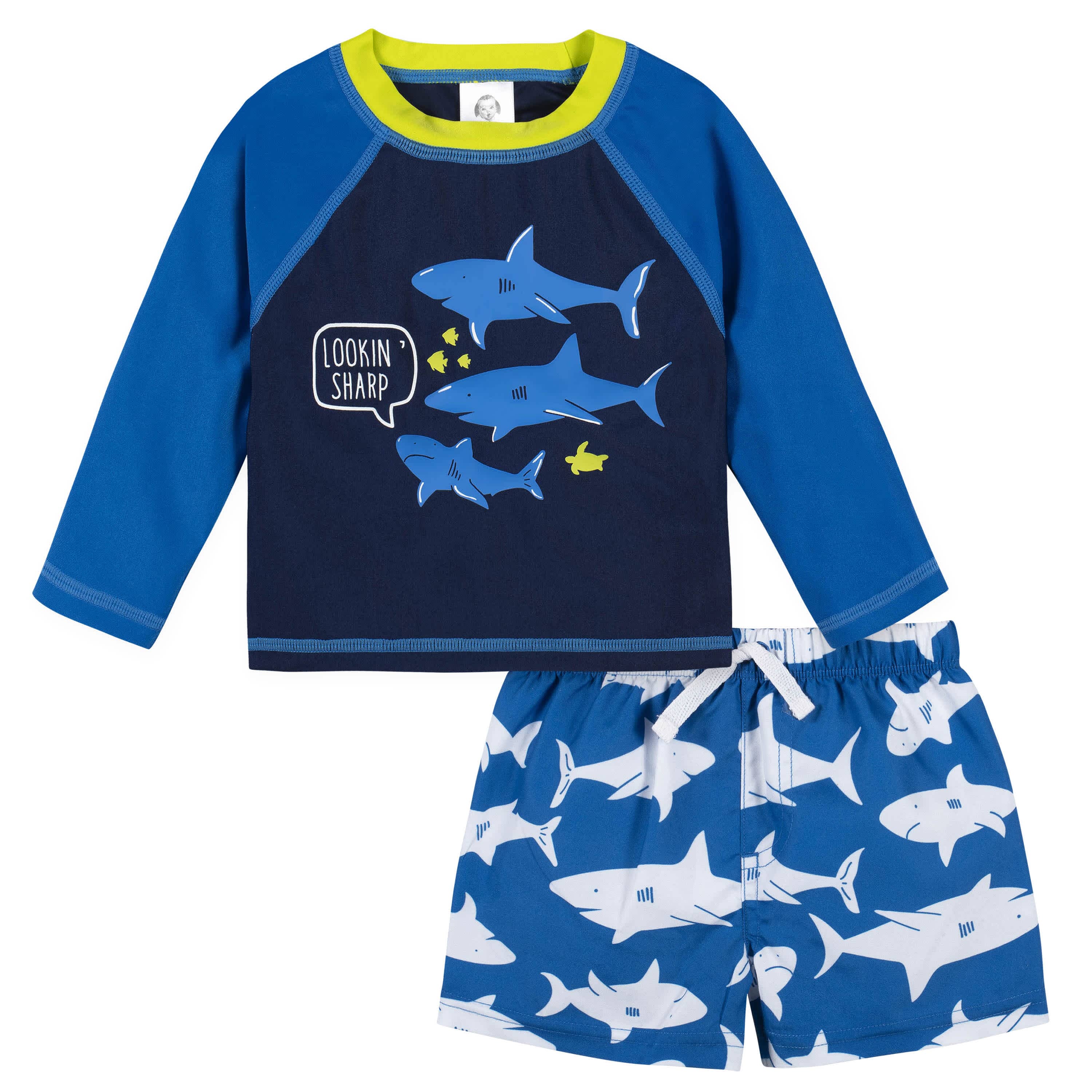 2-Piece Baby & Toddler Boys Shark Zone Rash Guard & Swim
