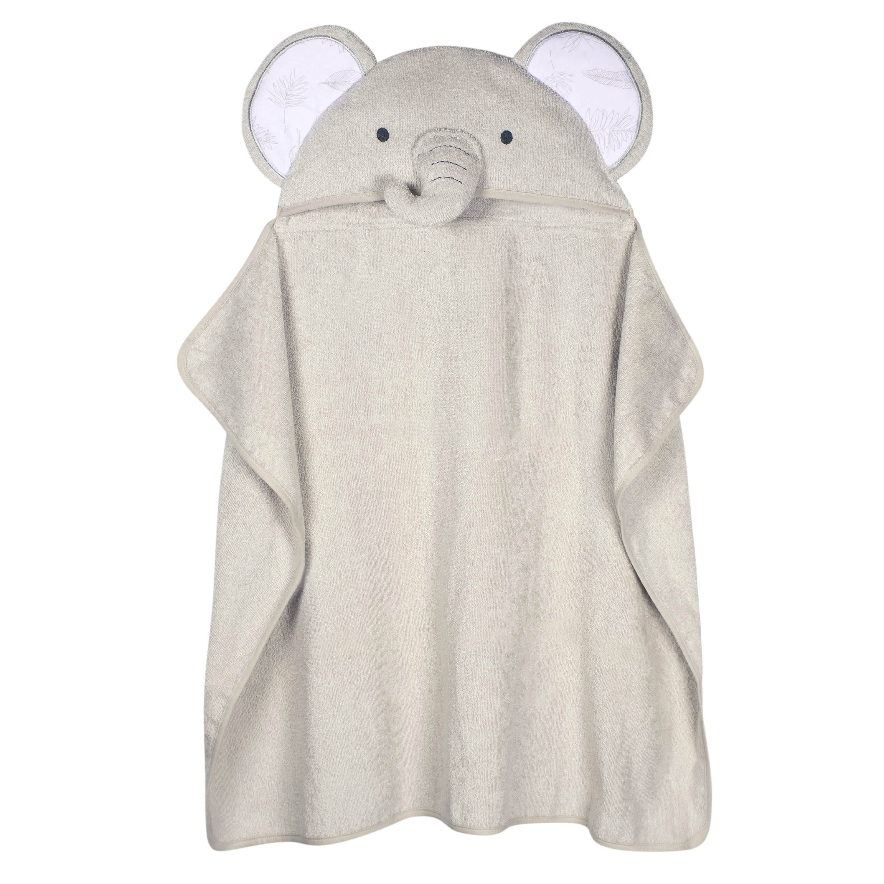 Gerber Baby Grey Elephant Hooded Bath Towel & Washcloths, One Size Fits Most, 4-Piece Set