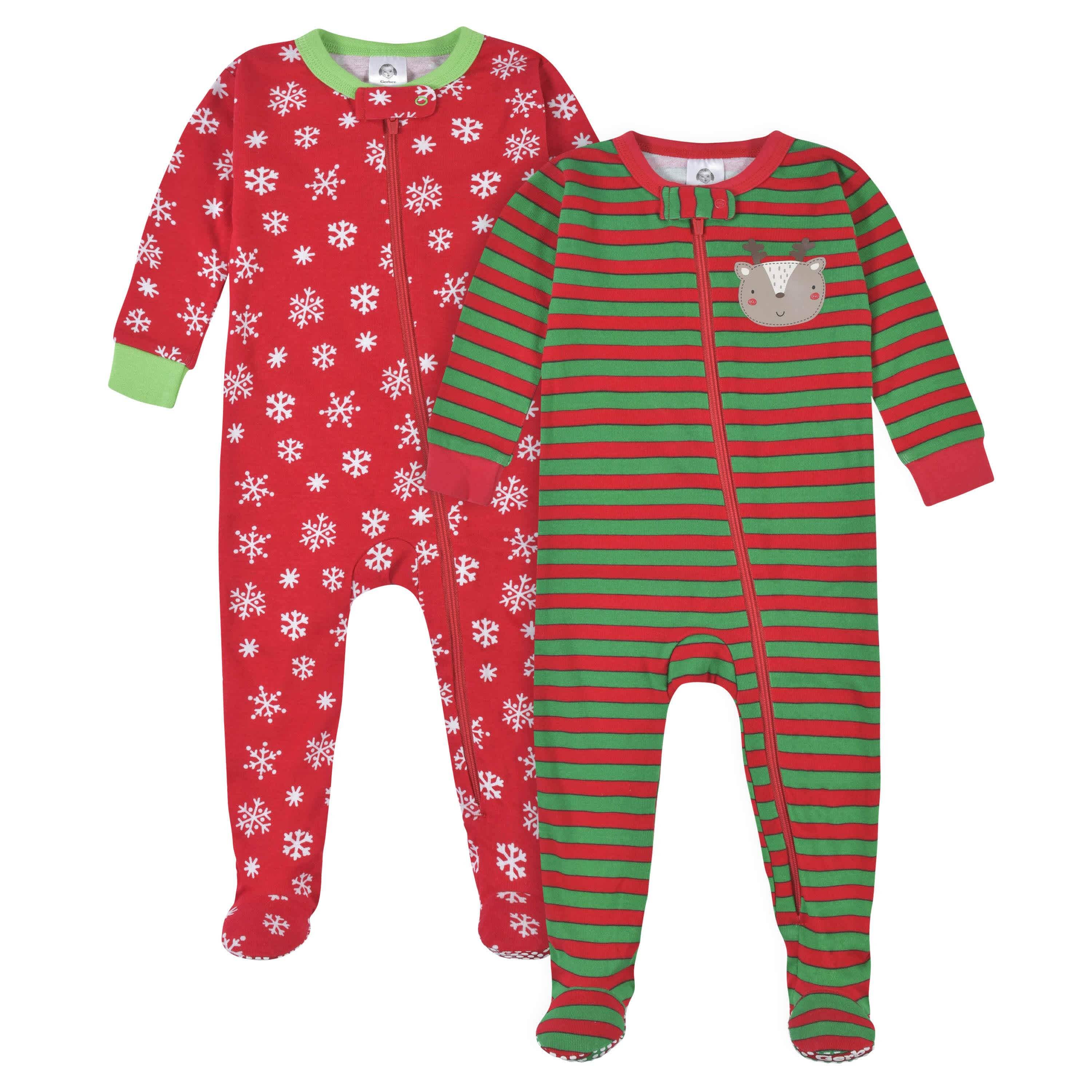 2-Pack Baby & Toddler Neutral Snowflakes & Bears Fleece Pajamas