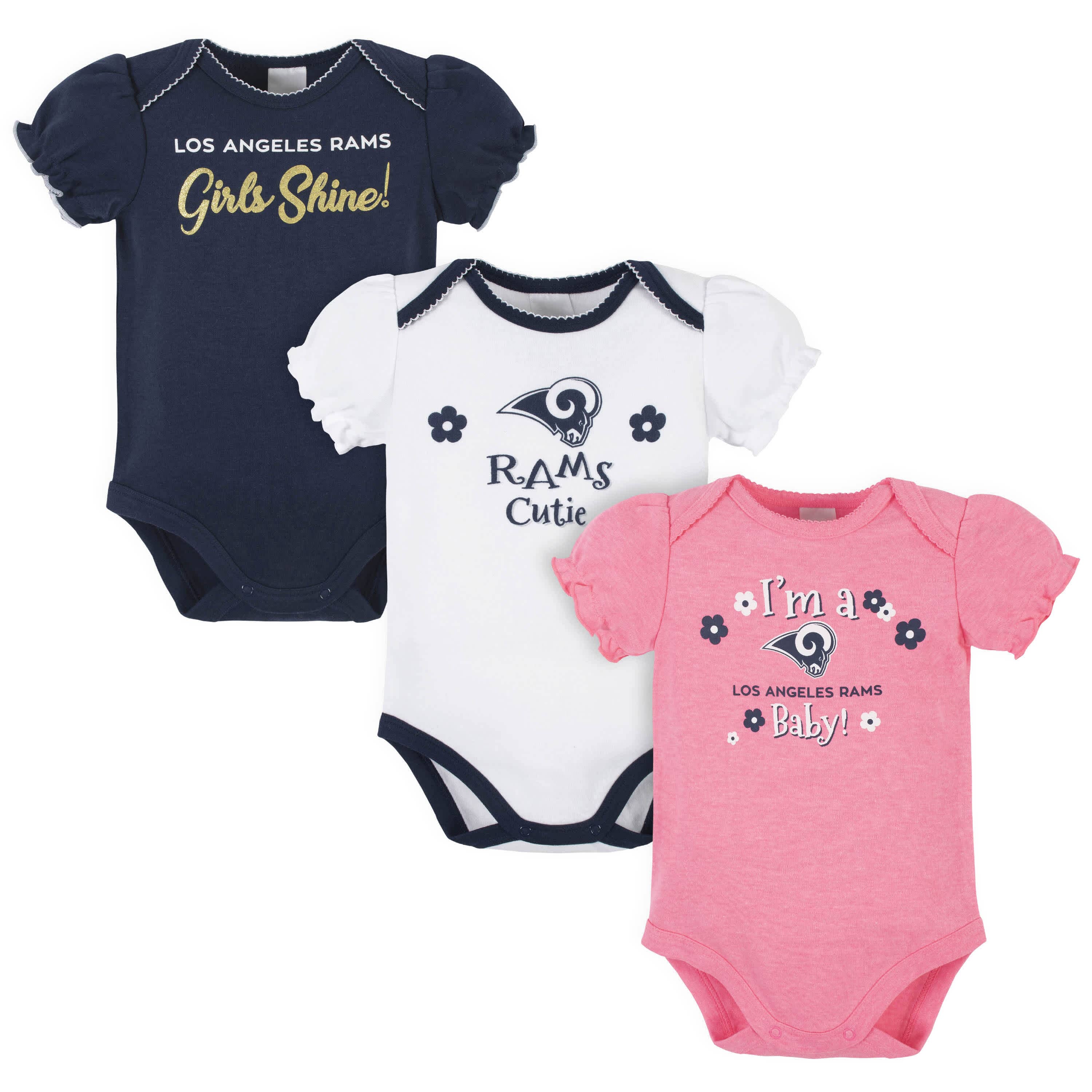 Los Angeles Rams Baby Girls Short Sleeve Bodysuits