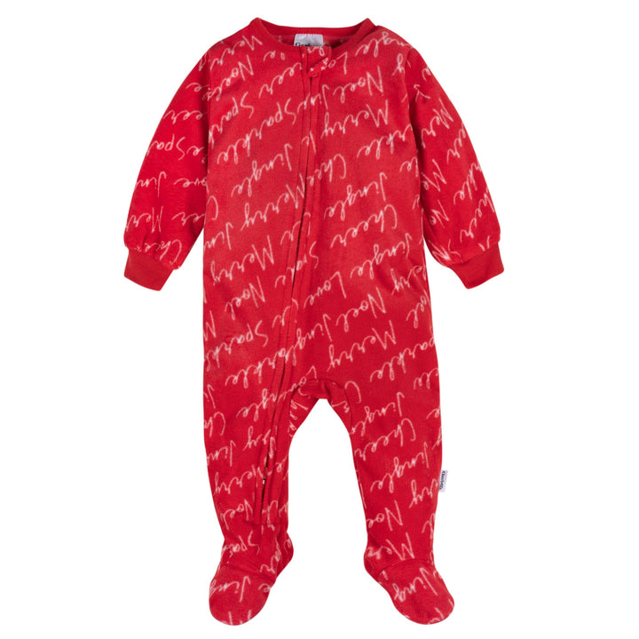 Baby & Toddler Neutral Merry Misprint Footed Fleece Pajamas