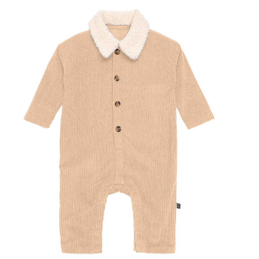 Baby Boys Light Tan Corduroy Oversized Romper