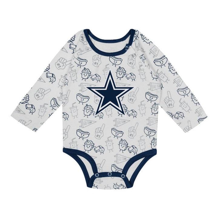 3-Piece Dallas Cowboys Long Sleeve Bodysuit, Pants and Cap Set