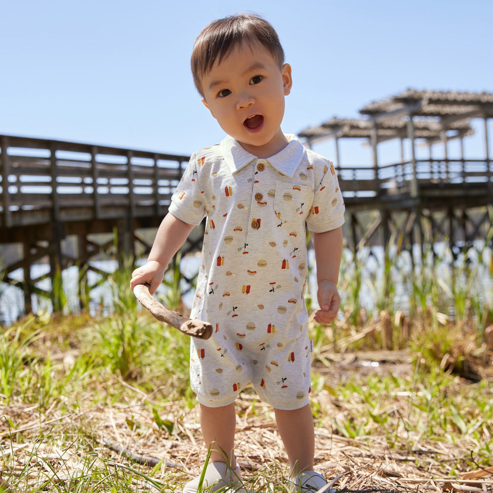 Baby Boys Barbeque Collared Romper