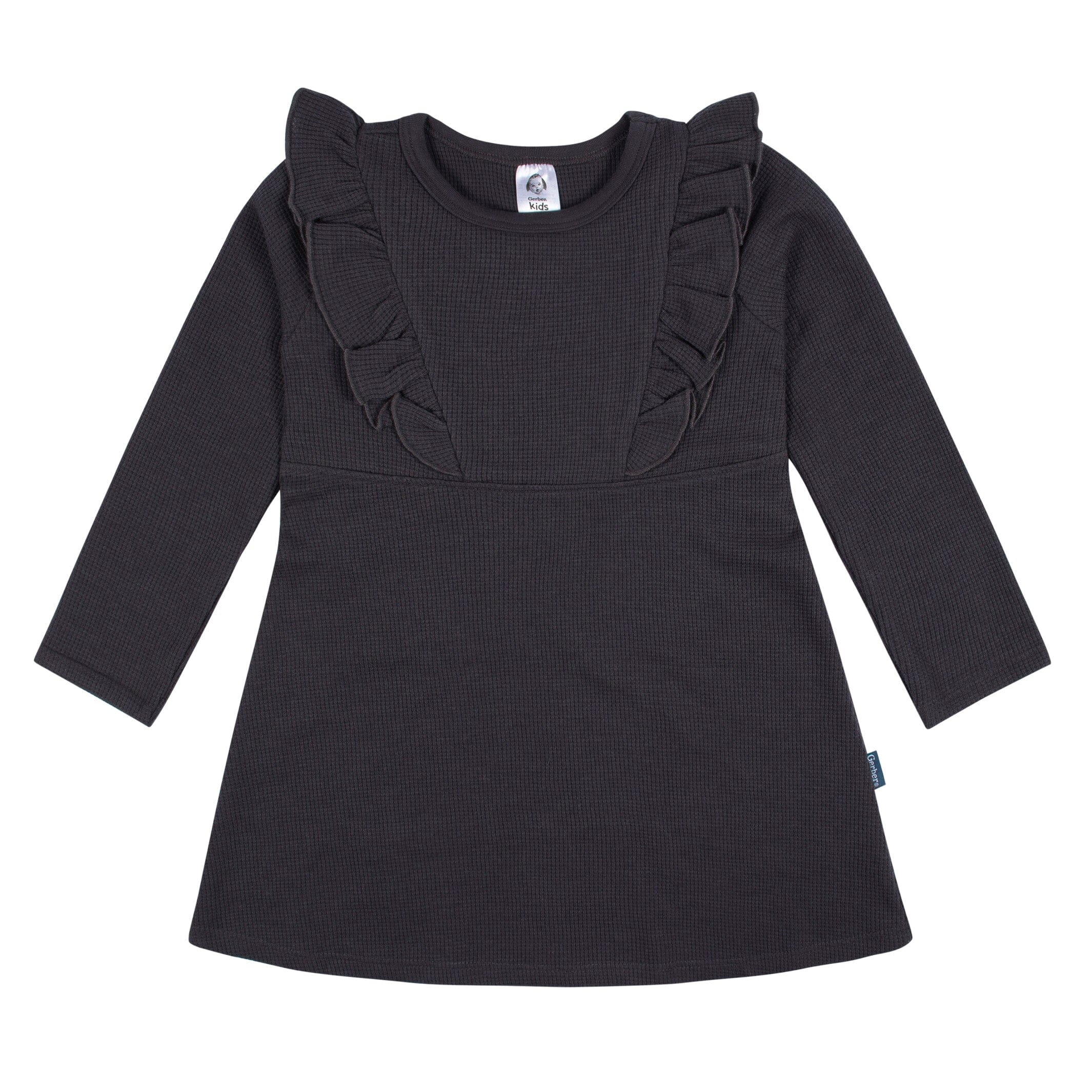 Infant and Toddler Girls Charcoal Dress with Ruffle – Gerber Childrenswear