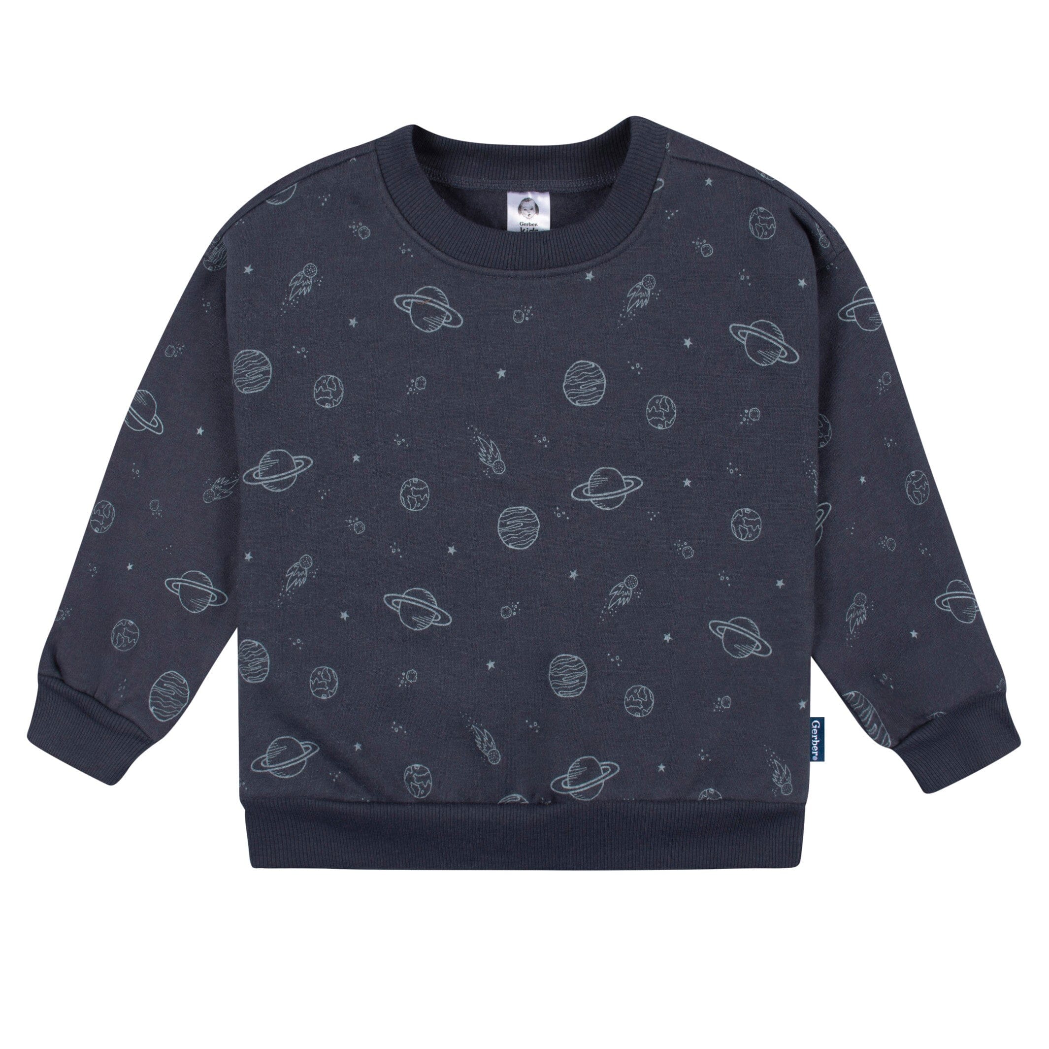 2-Piece Infant and Toddler Boys Navy Space Sweatshirt & Pant