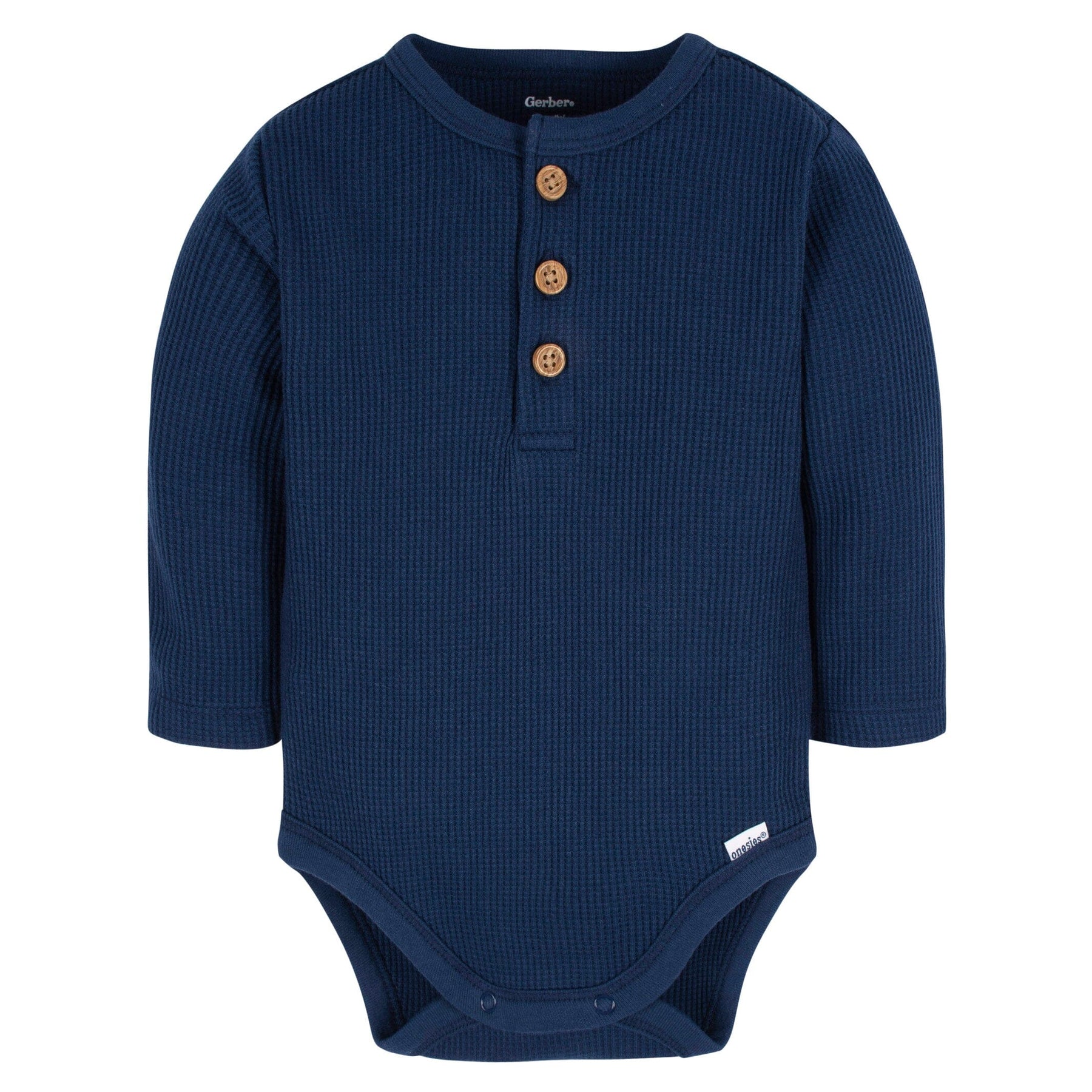 2Pack Baby Boys Navy & Light Blue Long Sleeve Henley Onesies® Bodysui