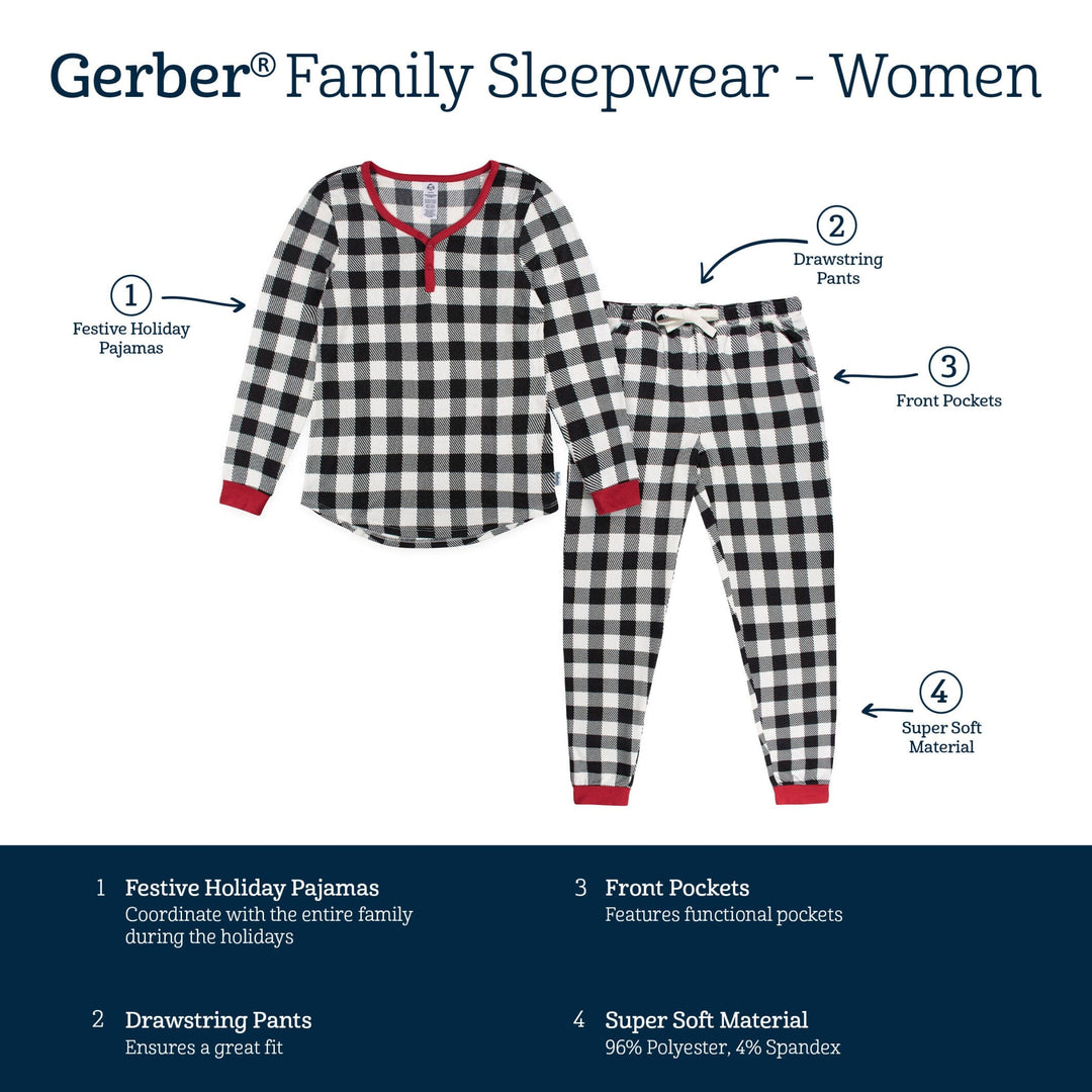 2-Piece Women\'s Buffalo Plaid Hacci Pajama Gerber Childrenswear – Set