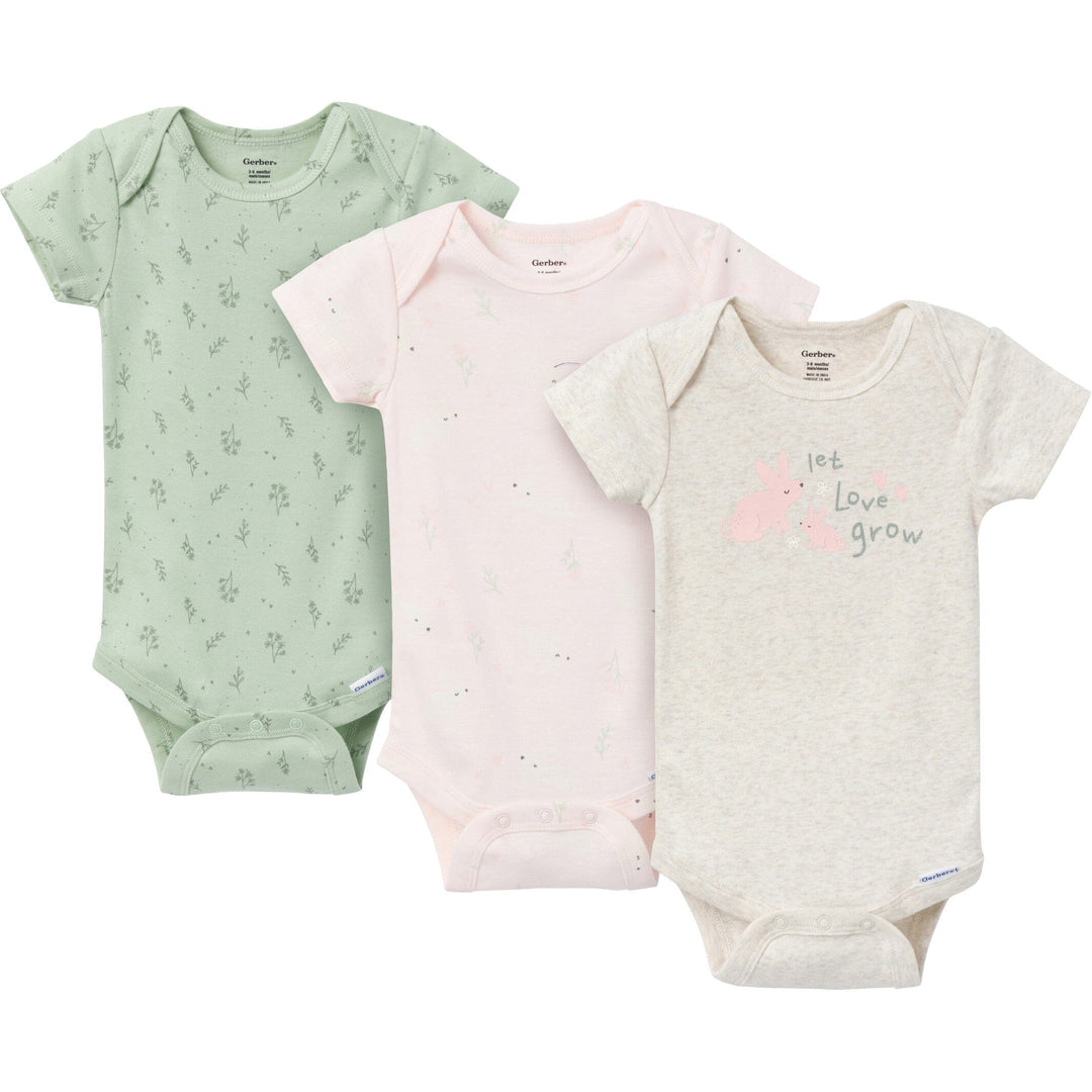 3-Pack Baby Girls Let Love Grow Onesies® Bodysuits