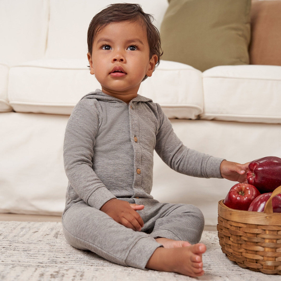 Baby Boys Grey Heather Hooded Romper