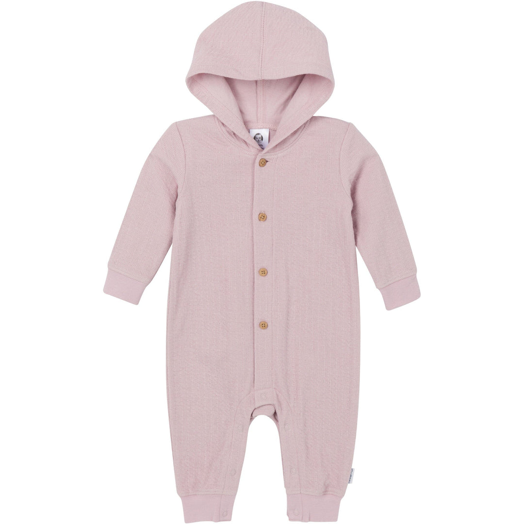 Baby Girls Mauve Hooded Romper