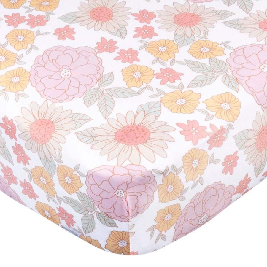 Baby Girls Retro Floral Crib Sheet