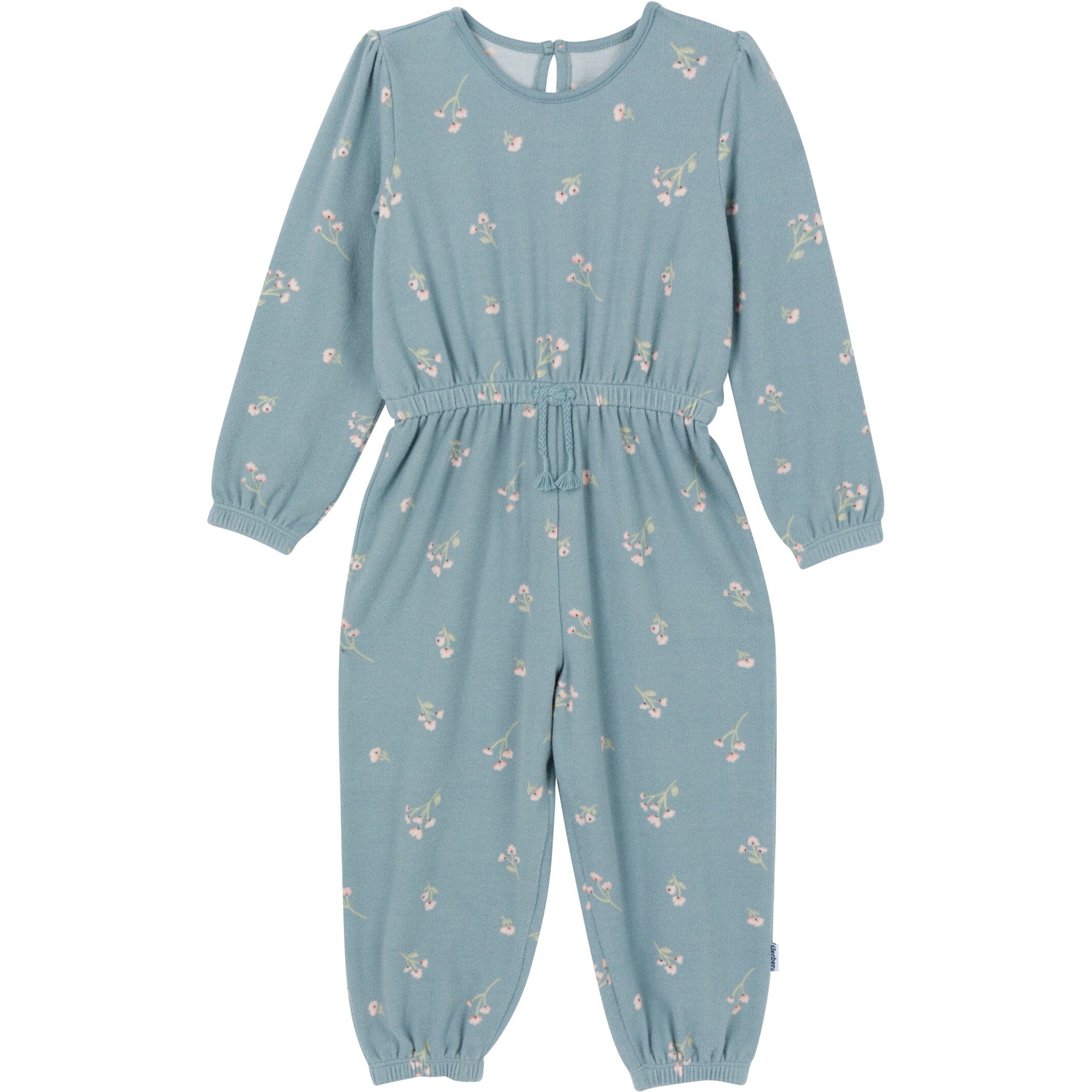 Toddler Girls Blue Floral Hacci Jumpsuit Gerber Childrenswear