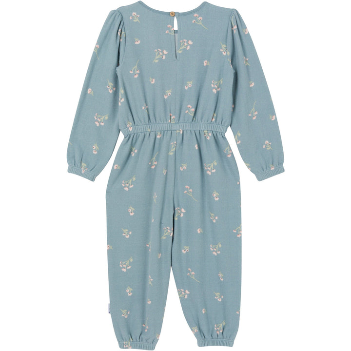 Toddler Girls Blue Floral Hacci Jumpsuit