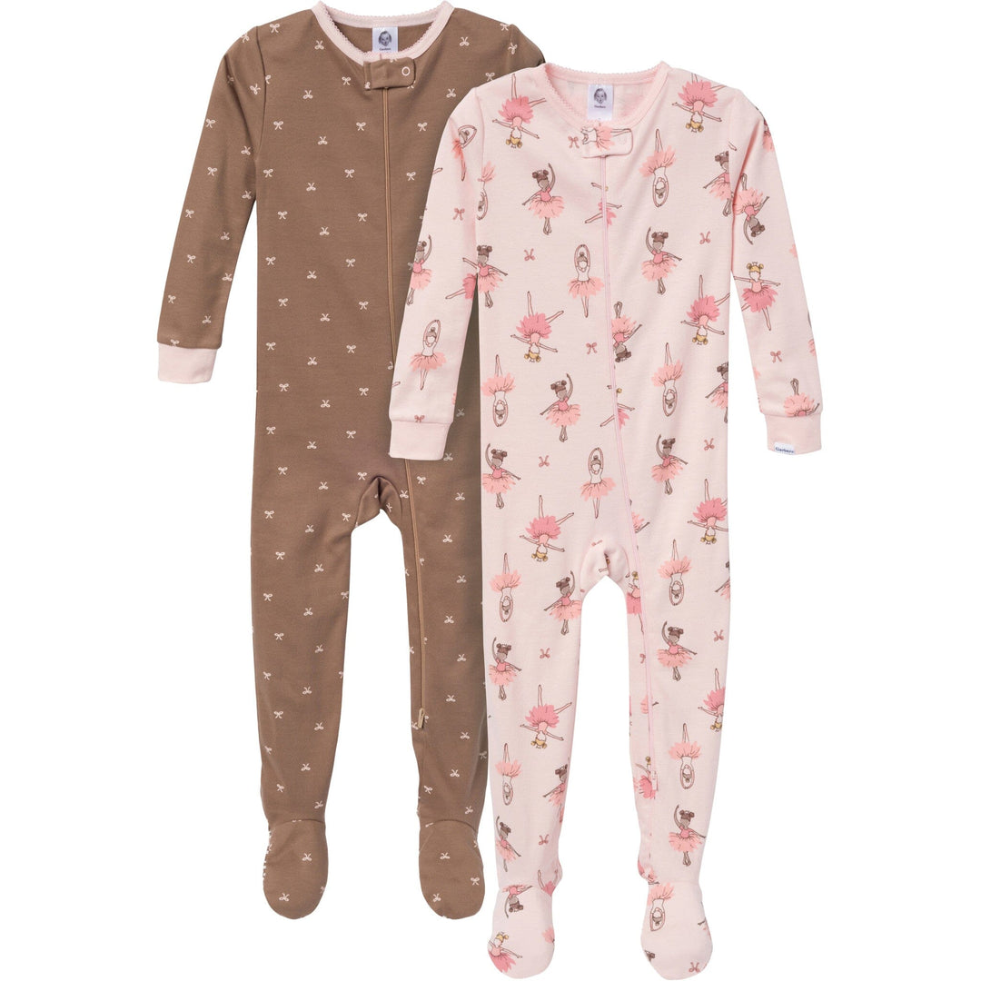 2-Pack Baby & Toddler Girls Ballerinas Snug Fit Footed Pajamas