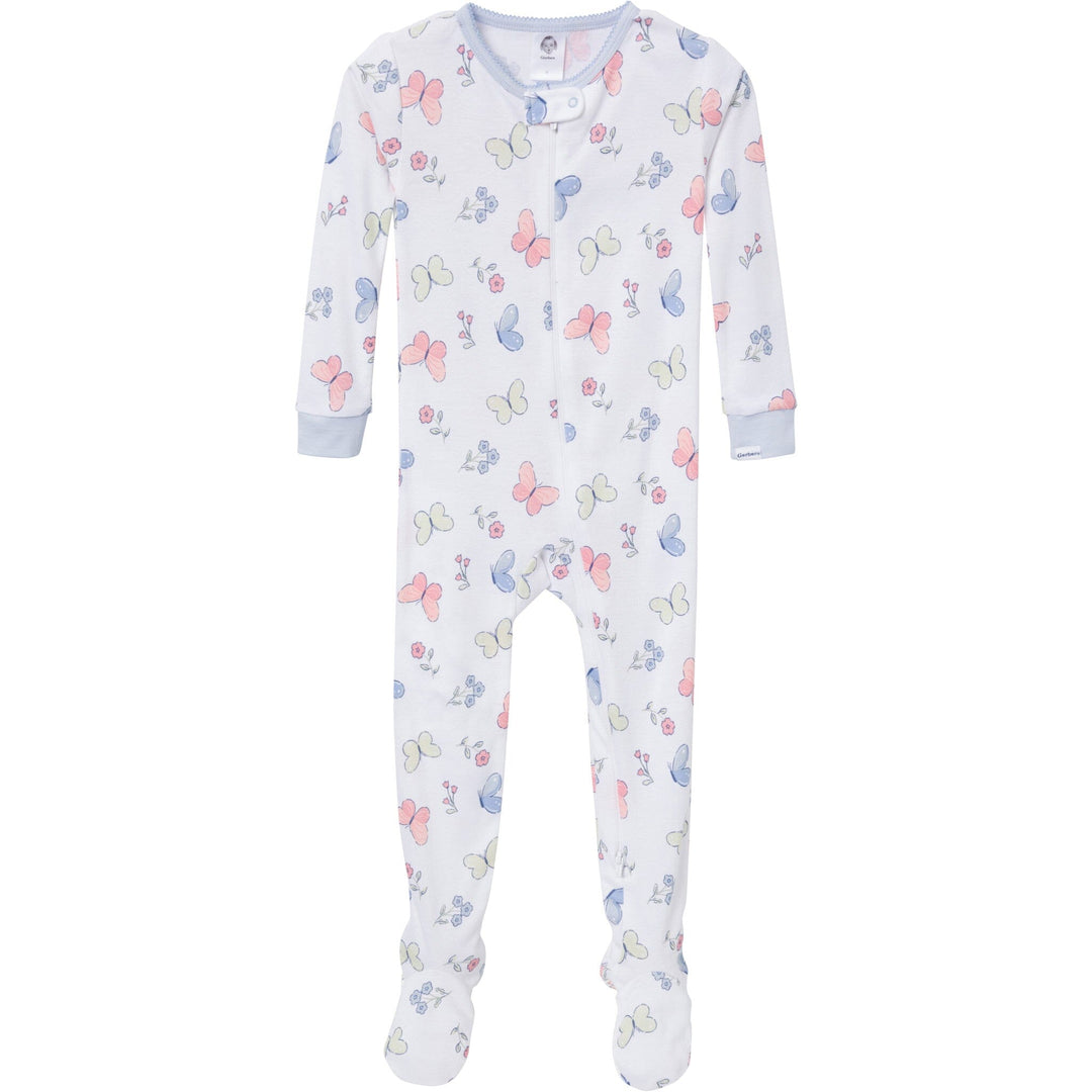 2-Pack Baby & Toddler Girls Butterflies Snug Fit Footed Pajamas