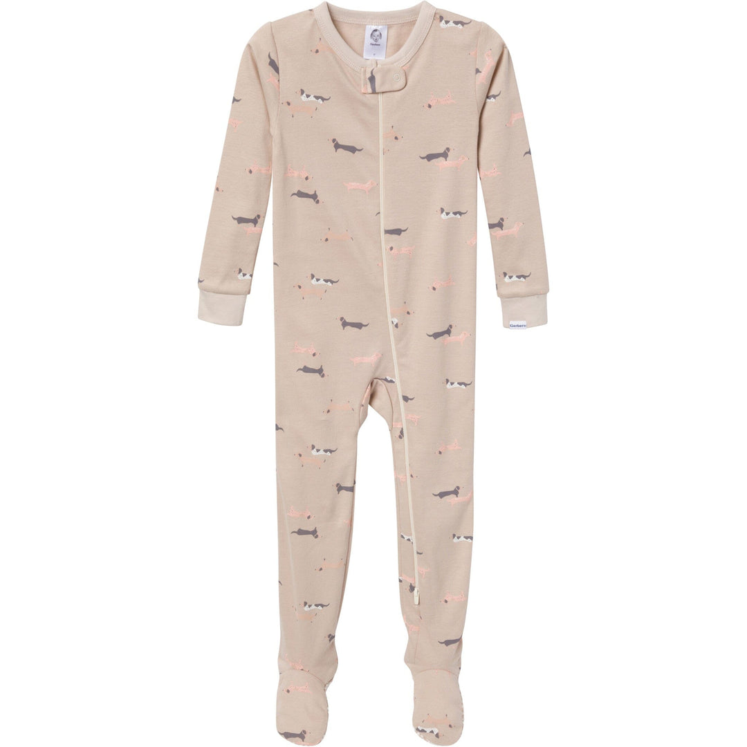 2-Pack Baby & Toddler Neutral Dog Snug Fit Footed Pajamas