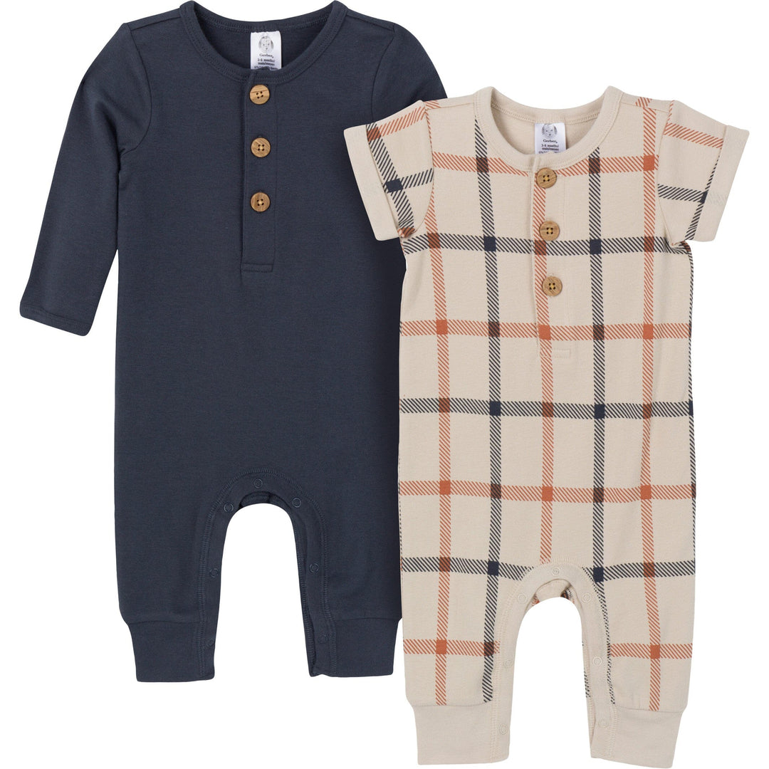 2-Pack Baby Boys Plaid Romper