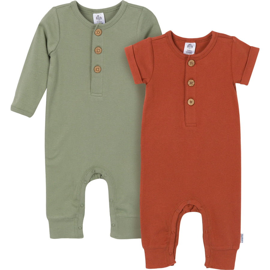 2-Pack Baby Boys Rust/Olive Romper