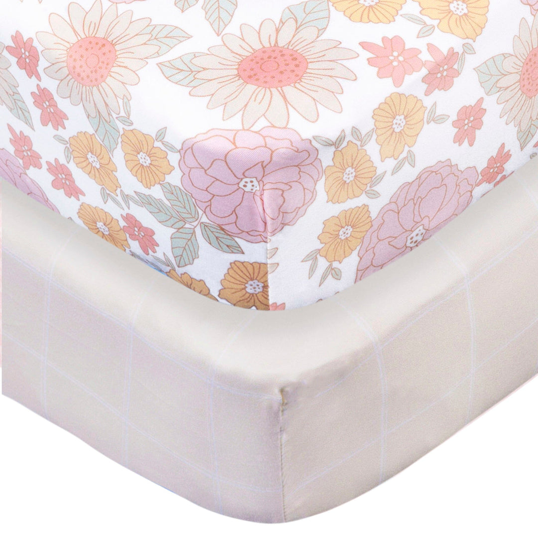 2-Pack Baby & Toddlergirls Retro Floral Crib Sheet