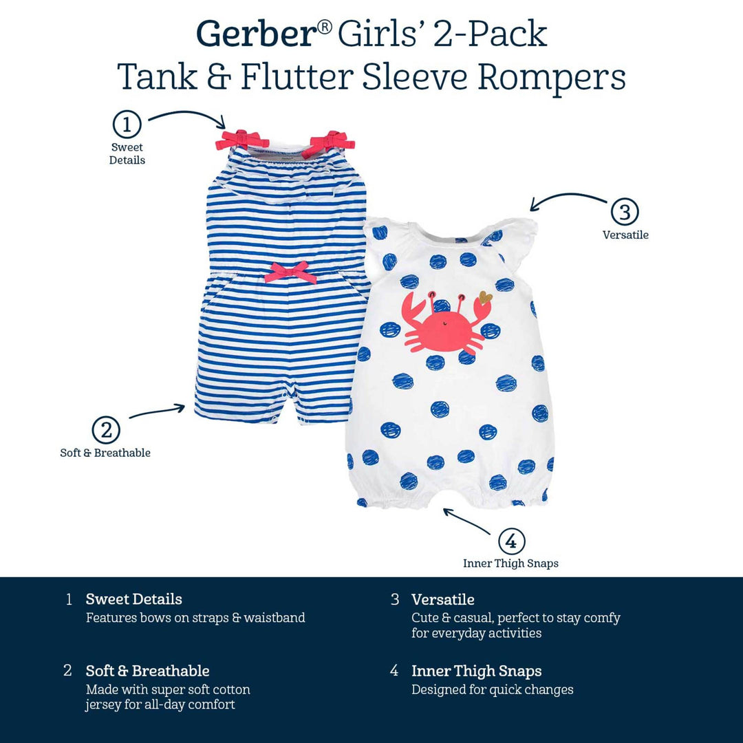 2-Pack Baby Girls Crab Rompers – Gerber Childrenswear