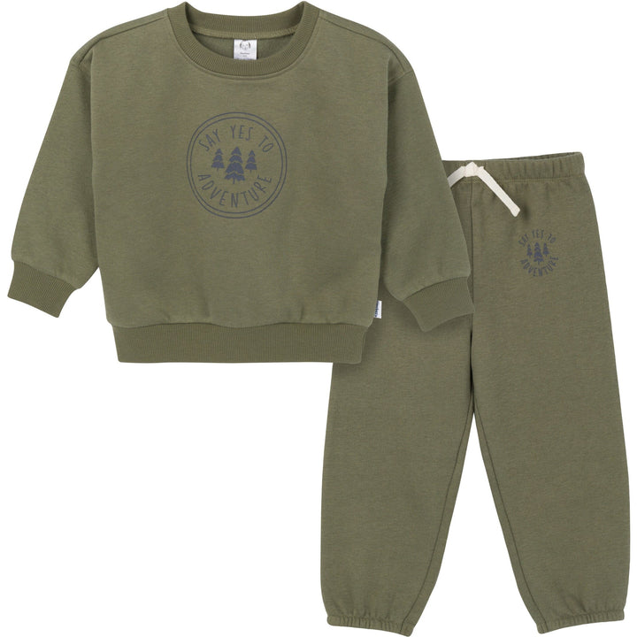 2-Piece Baby & Toddler Boys Olive Fleece Set