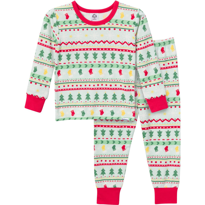 2-Piece Infant & Toddler Neutral Oh What Fun FairIsle Holiday Family Pajamas