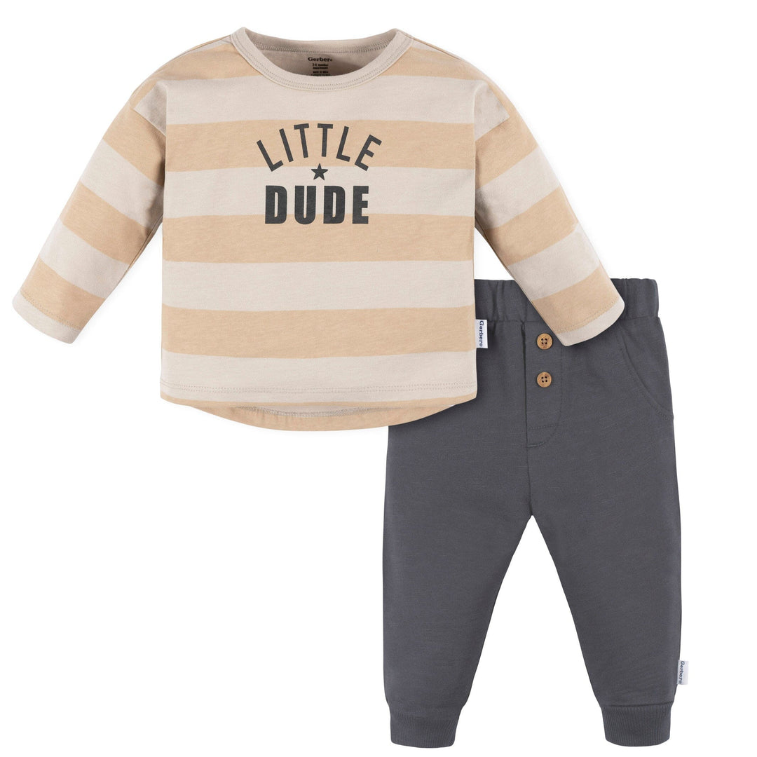 2-Piece Baby Boys Little Dude Jogger Set